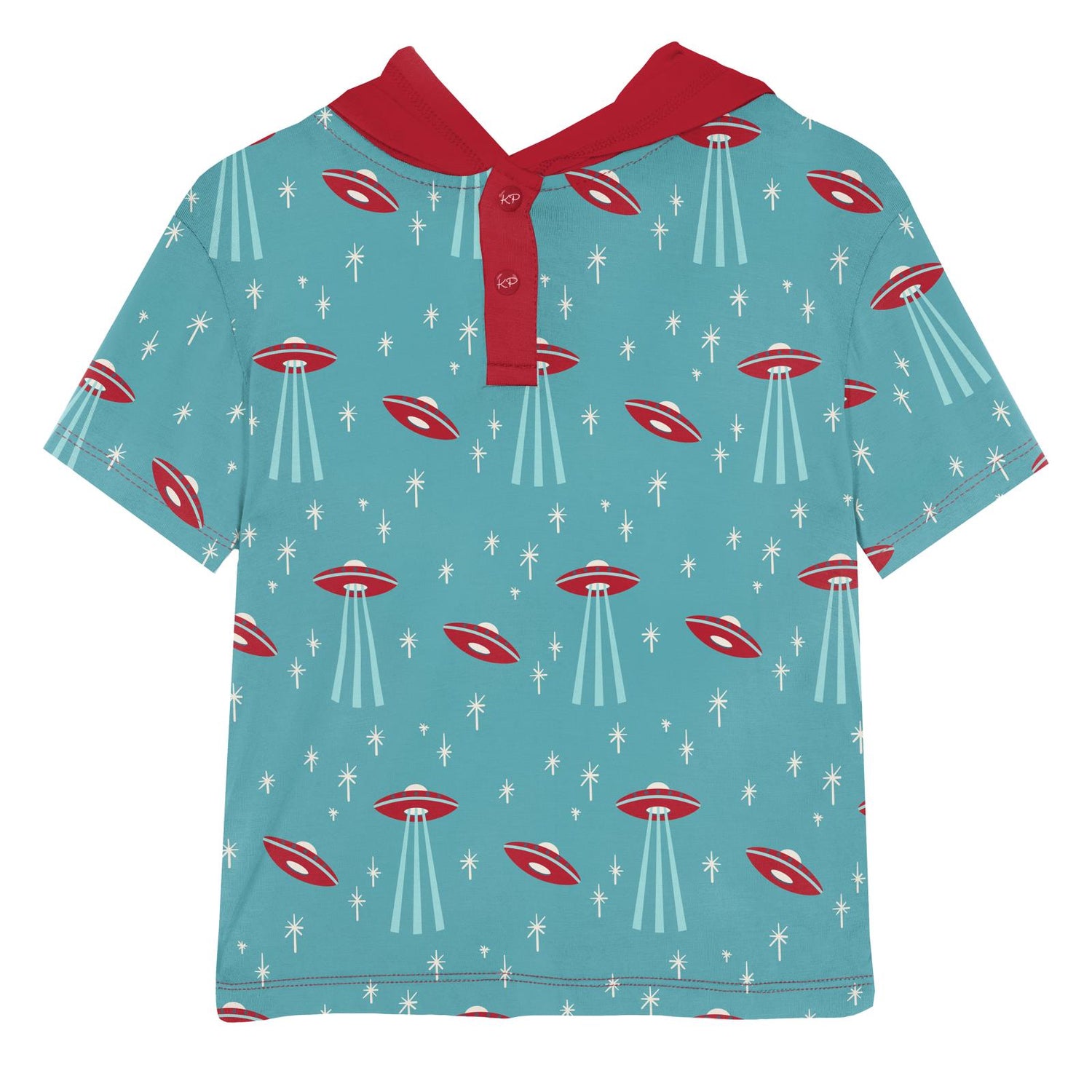 Print Short Sleeve Hoodie Tee in Glacier Alien Invasion (258074)