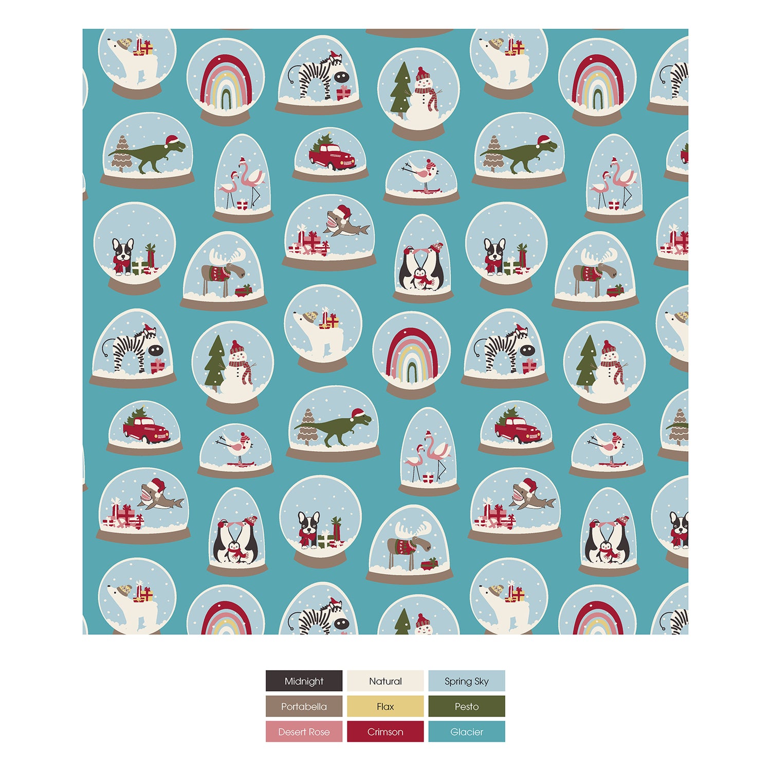 Print Footie with 2 Way Zipper in Glacier Snow Globes (349316)