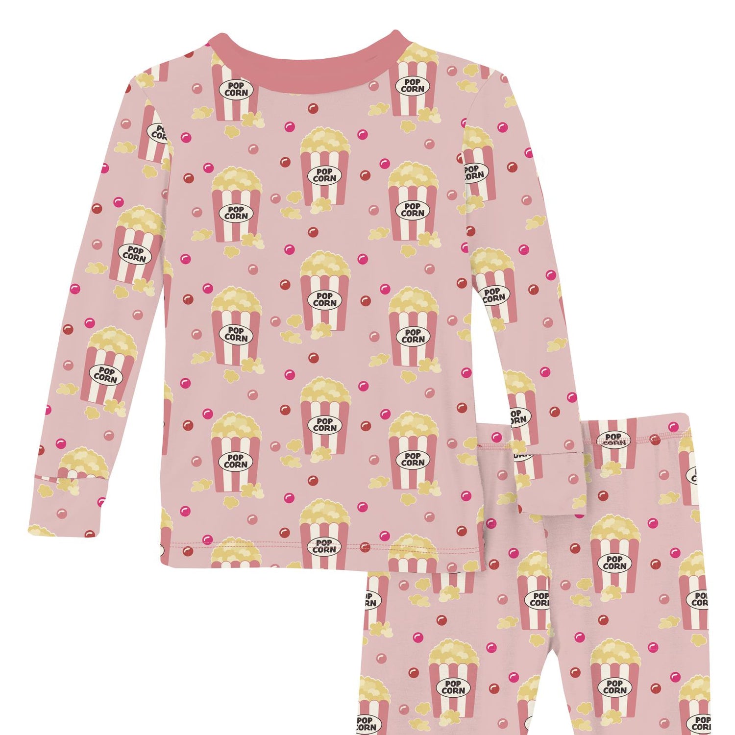 Print Long Sleeve Pajama Set in Baby Rose Movie Night (373670)