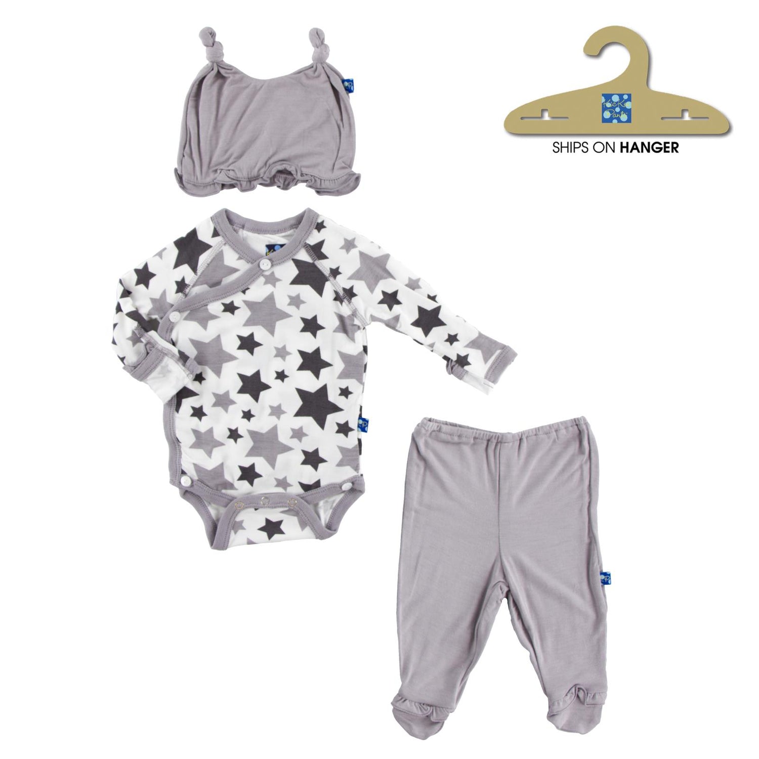 Essentials Ruffle Kimono Newborn Gift Set in Feather/Rain Stars (265862)