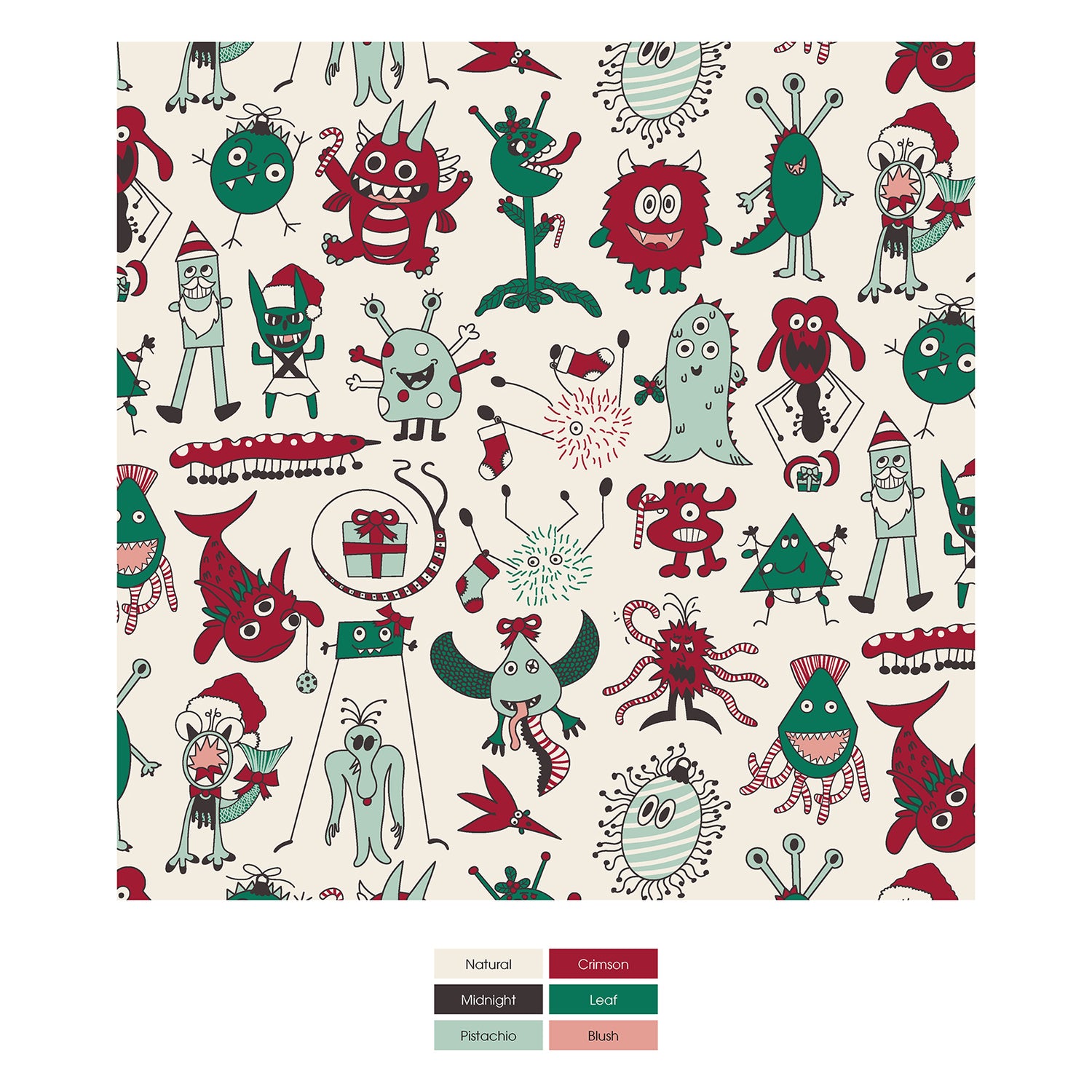 Men's Print Boxer Brief in Merry Monsters