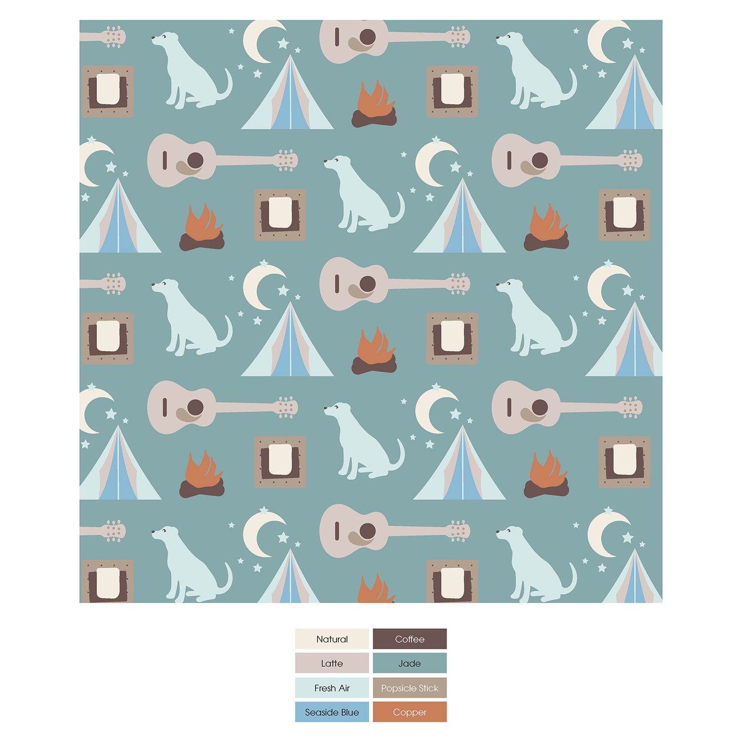 Long Sleeve Graphic Tee Pajama Set in Jade Campfire (323413)