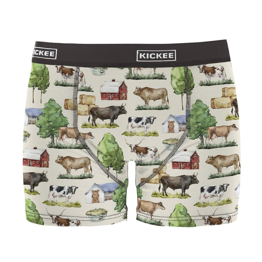 Men's Print Boxer Brief in Natural Grazing Cows (373123)