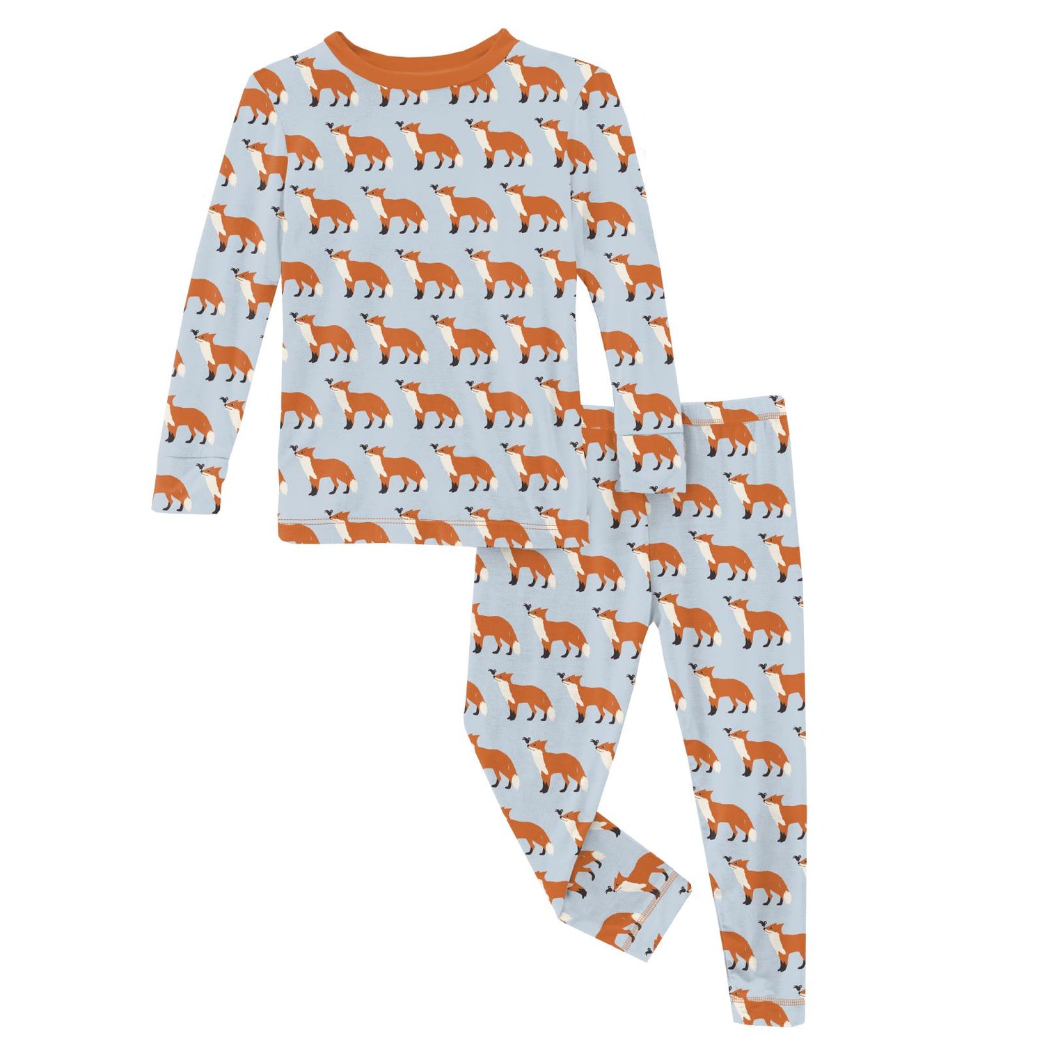 Print Long Sleeve Pajama Set in Illusion Blue Fox & The Crow (291781)