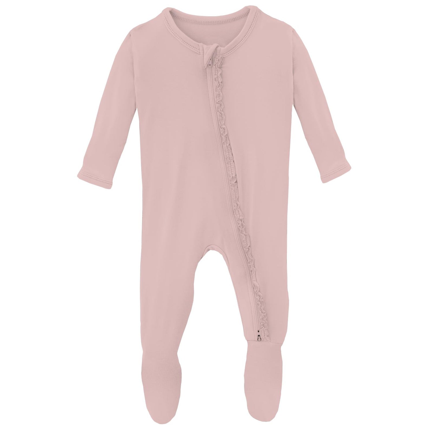 Muffin Ruffle Footie with 2 Way Zipper in Baby Rose (361974)