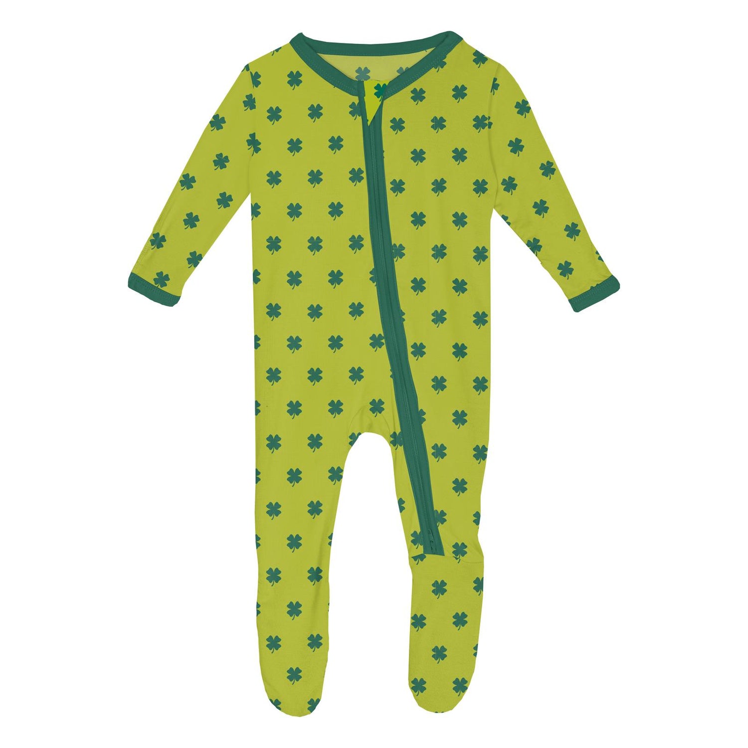 Print Footie with 2 Way Zipper in Meadow Clover (259570)