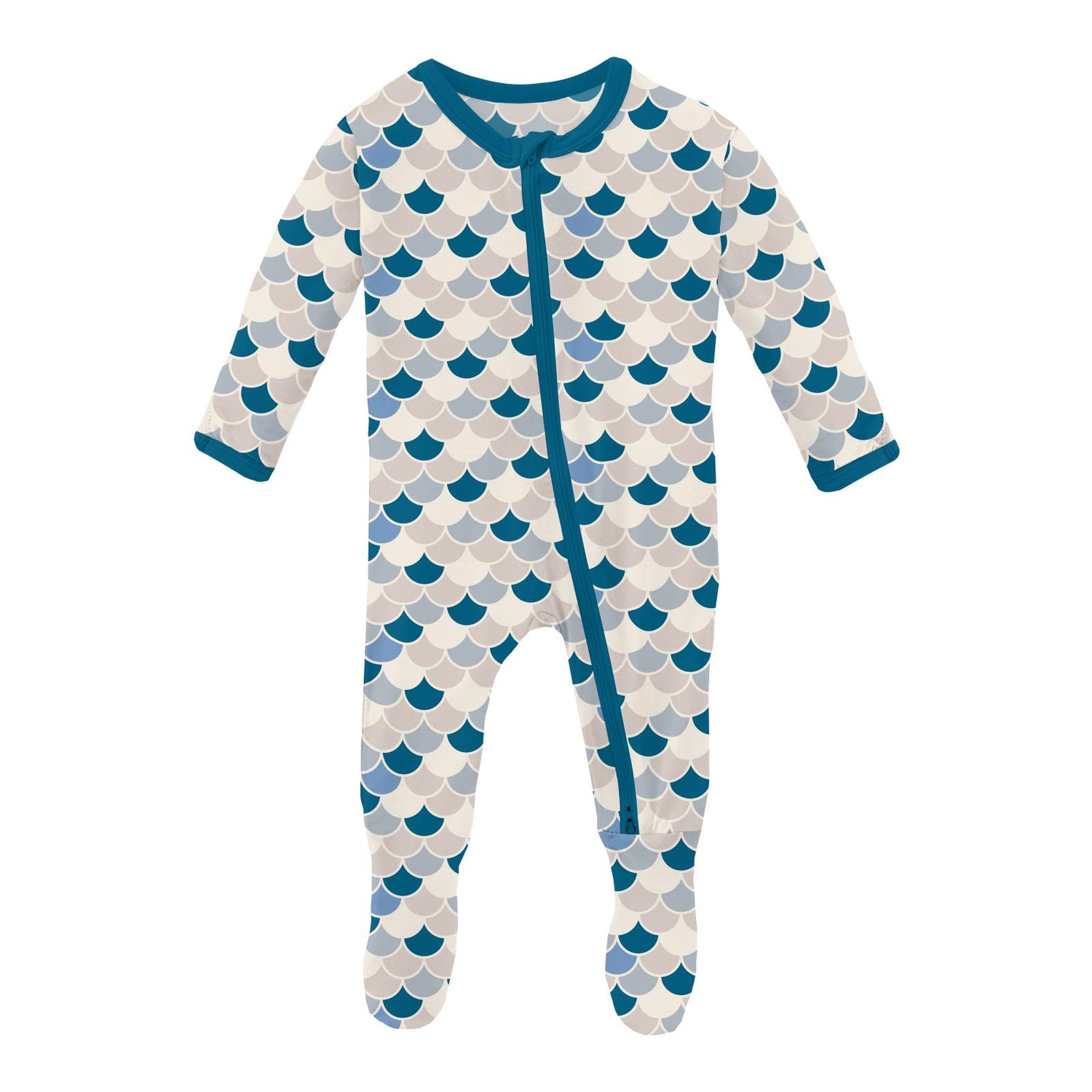 Print Footie with 2 Way Zipper in Latte Scales (267112)