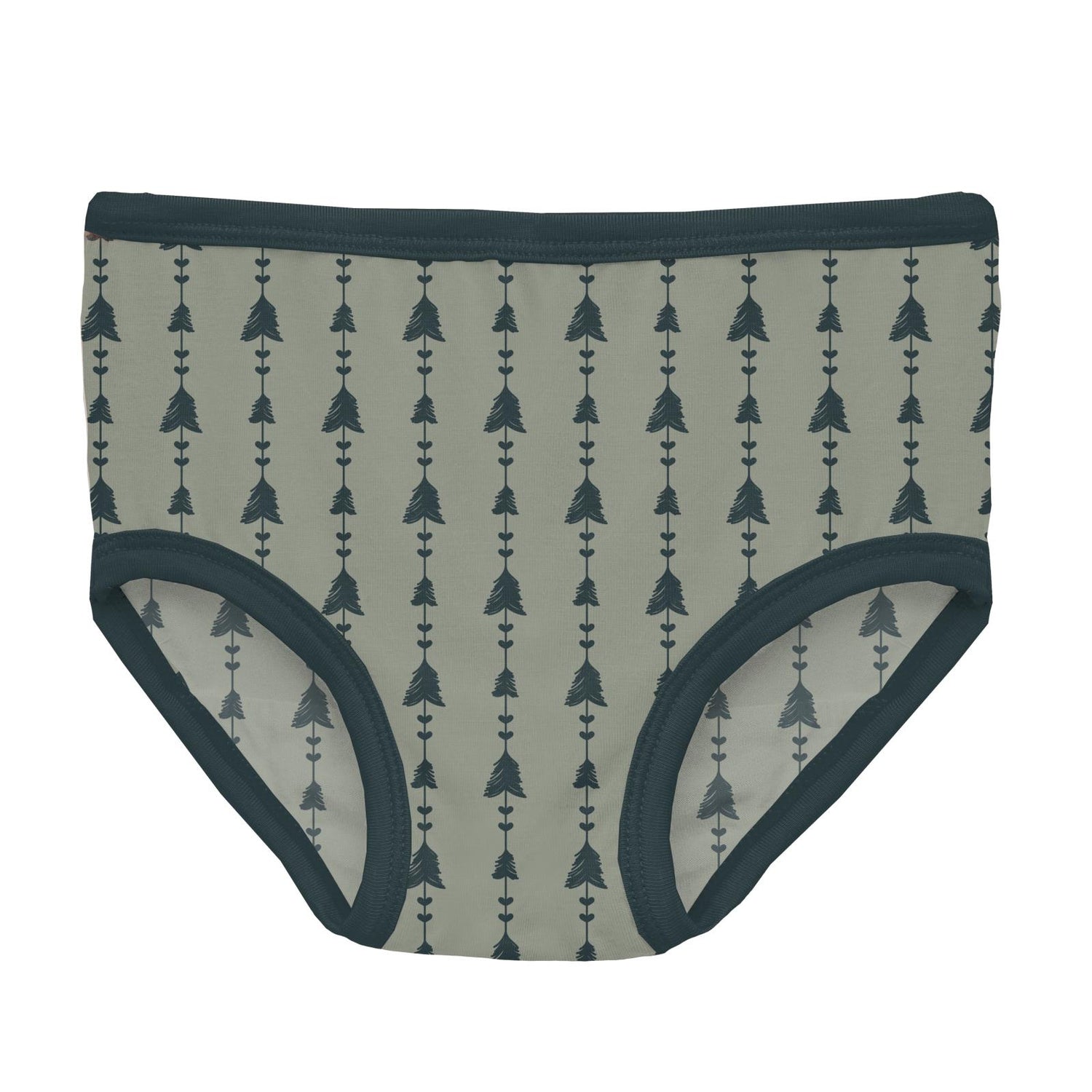 Print Girl's Underwear in Silver Sage Trees & Hearts (252609)