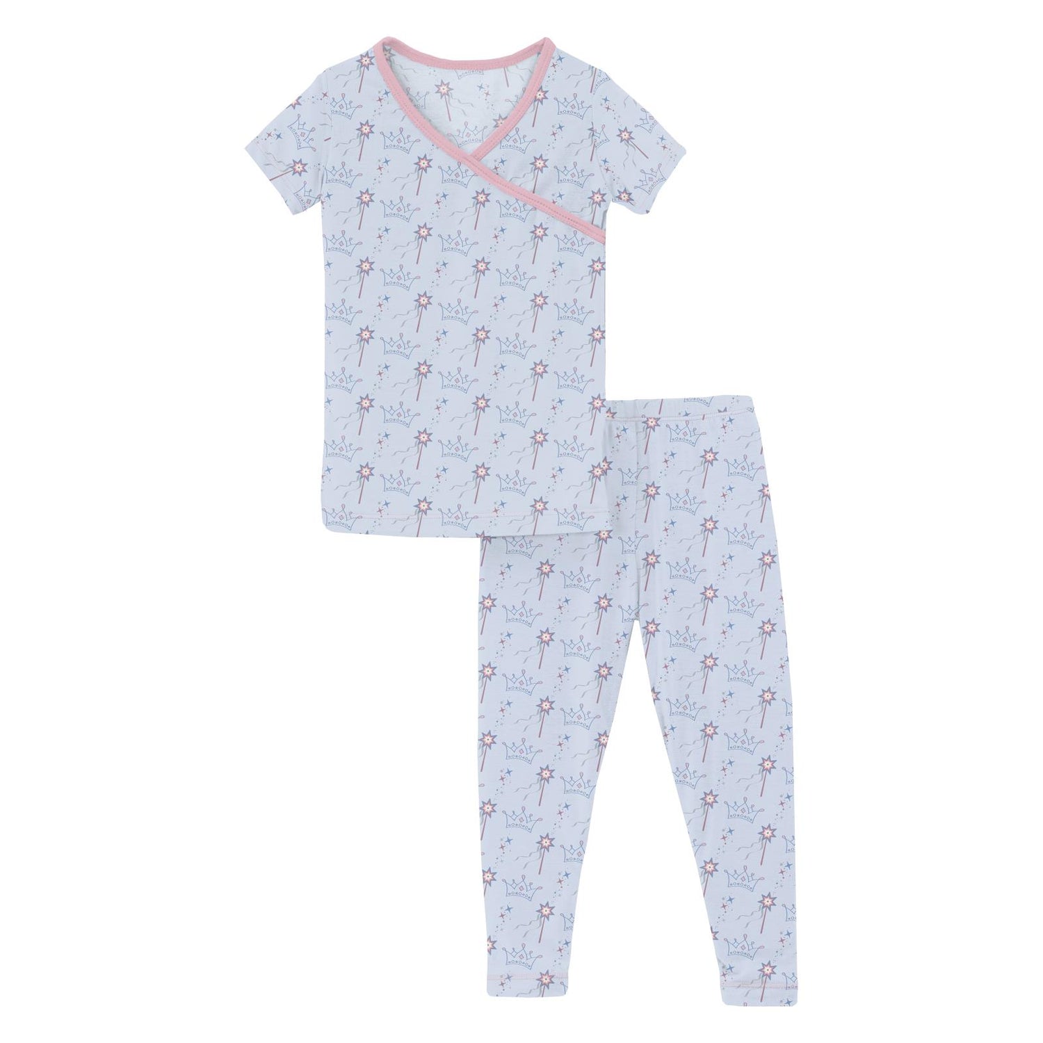 Print Short Sleeve Kimono Pajama Set in Dew Magical Princess (281446)