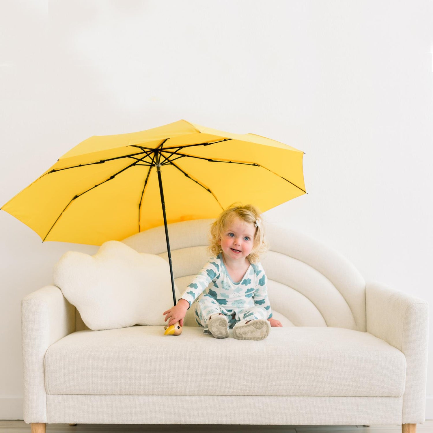 Print Long Sleeve Beau Romper in Natural Cloudy Sky (373514)