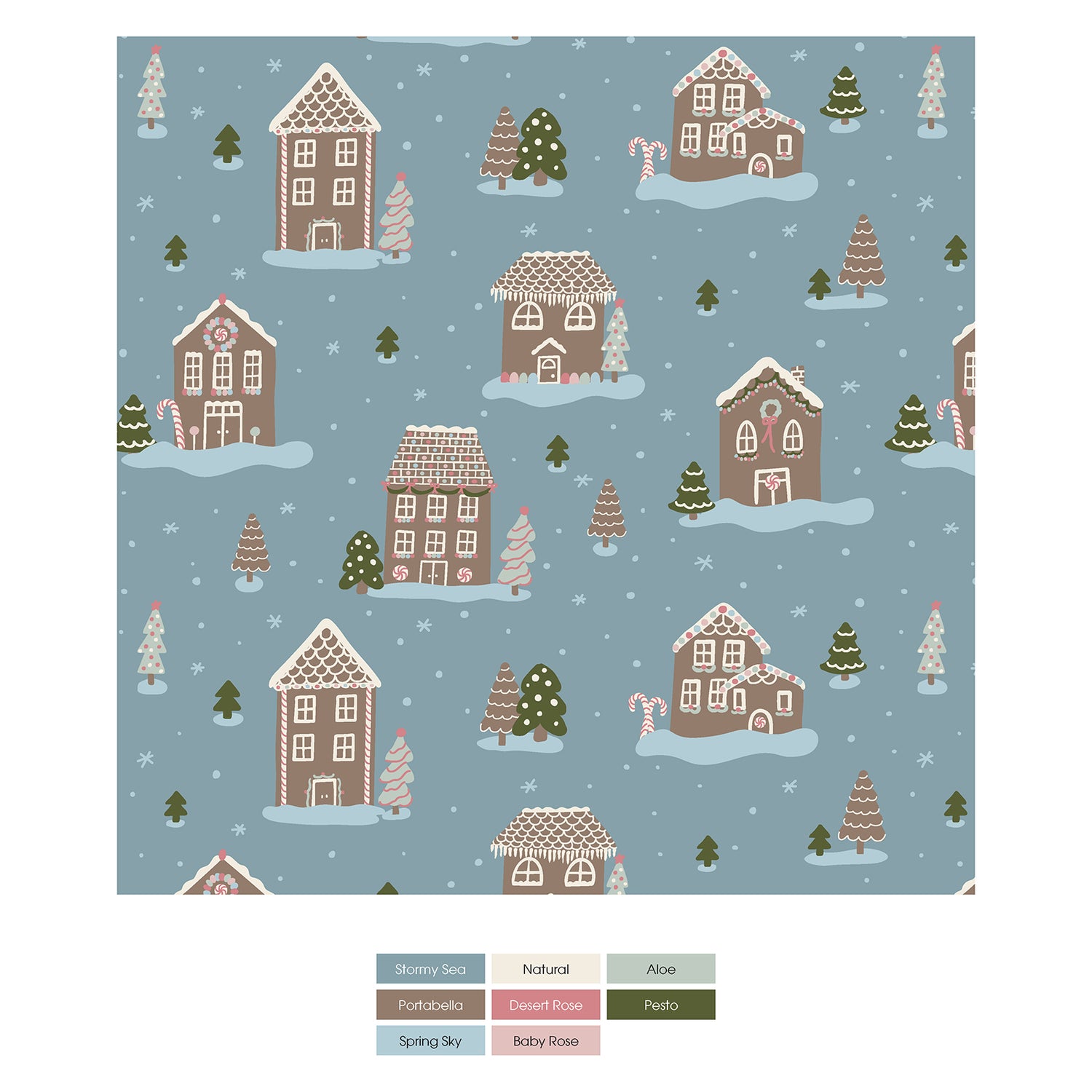 Print Swaddle Perfect Blanket in Stormy Sea Gingerbread Town (348726)