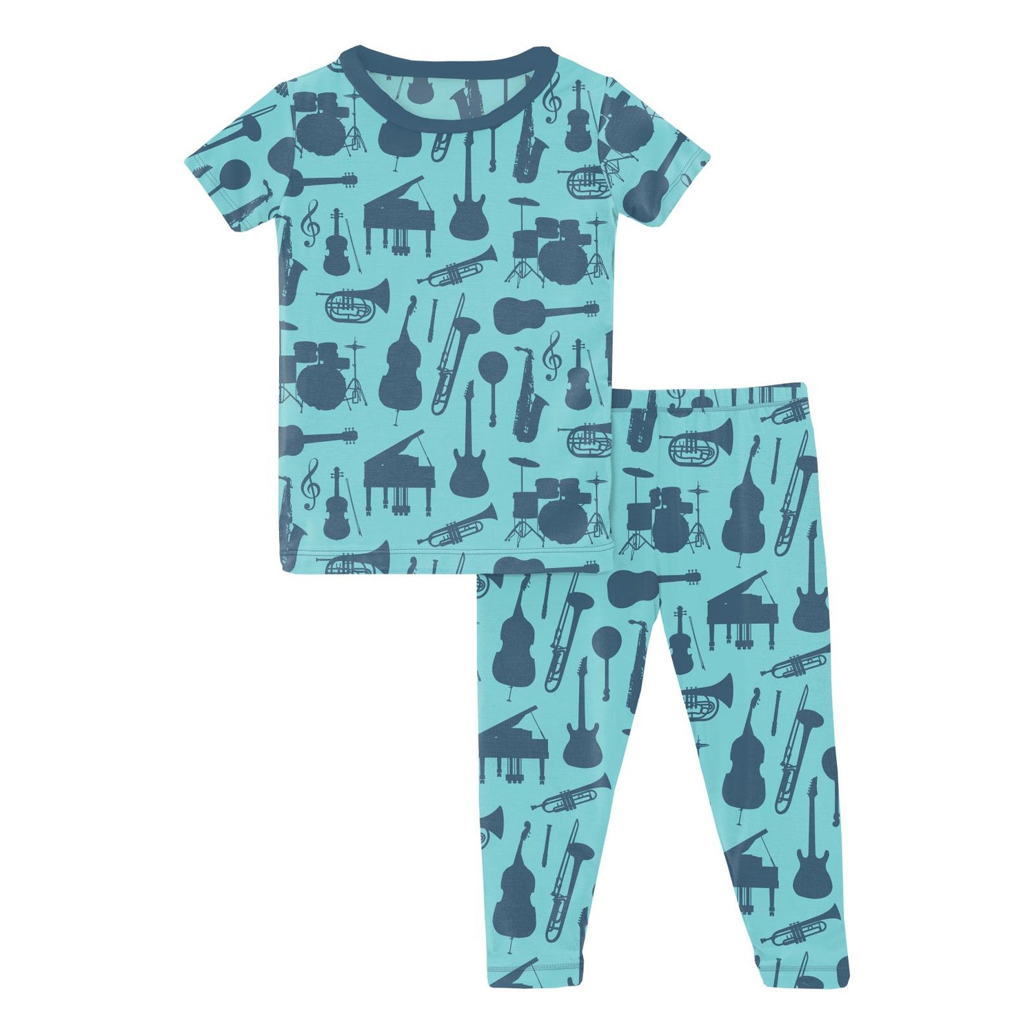Print Short Sleeve Pajama Set in Iceberg Jazz Band (307596)
