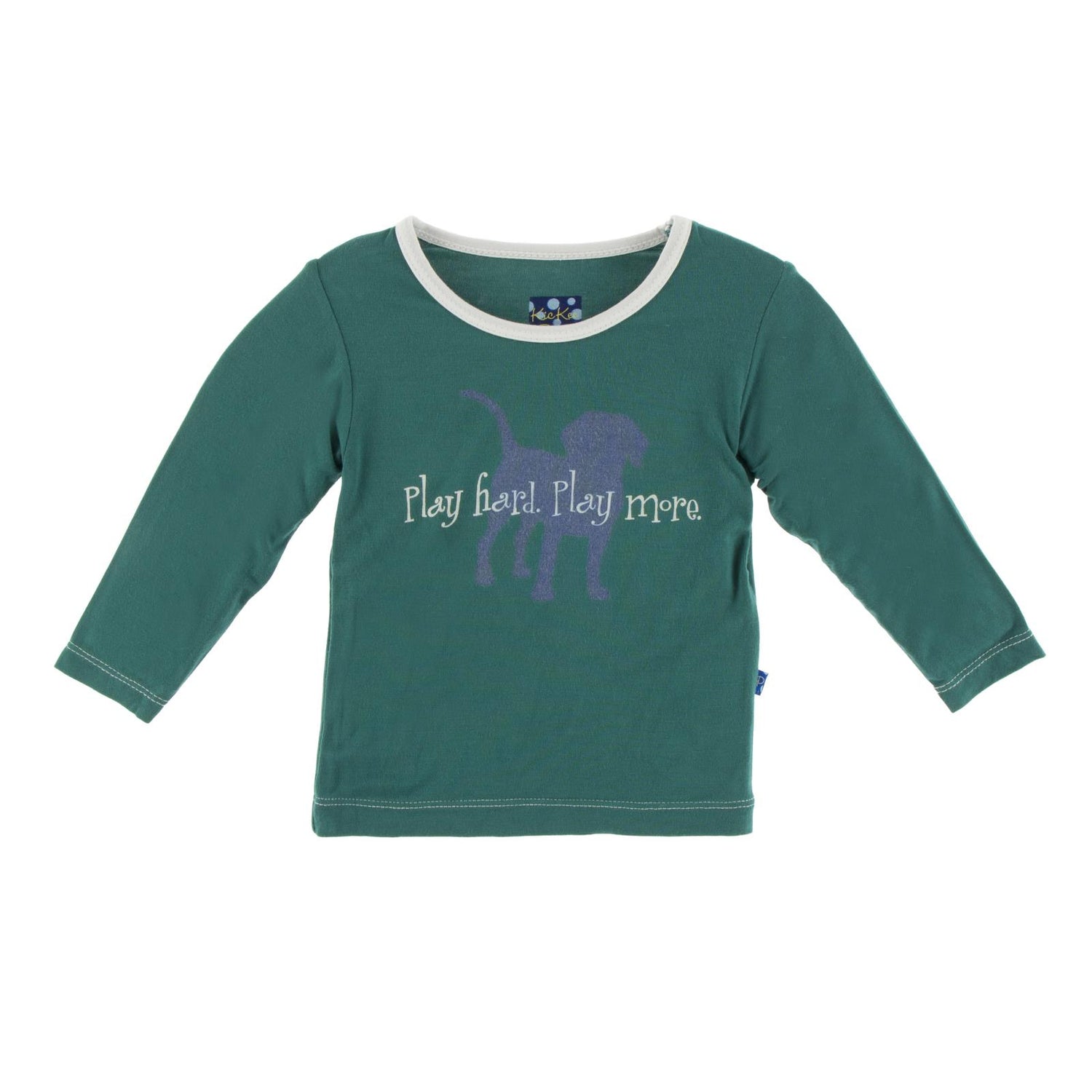 Long Sleeve Piece Print Tee in Ivy Play Hard, Play More (175931)