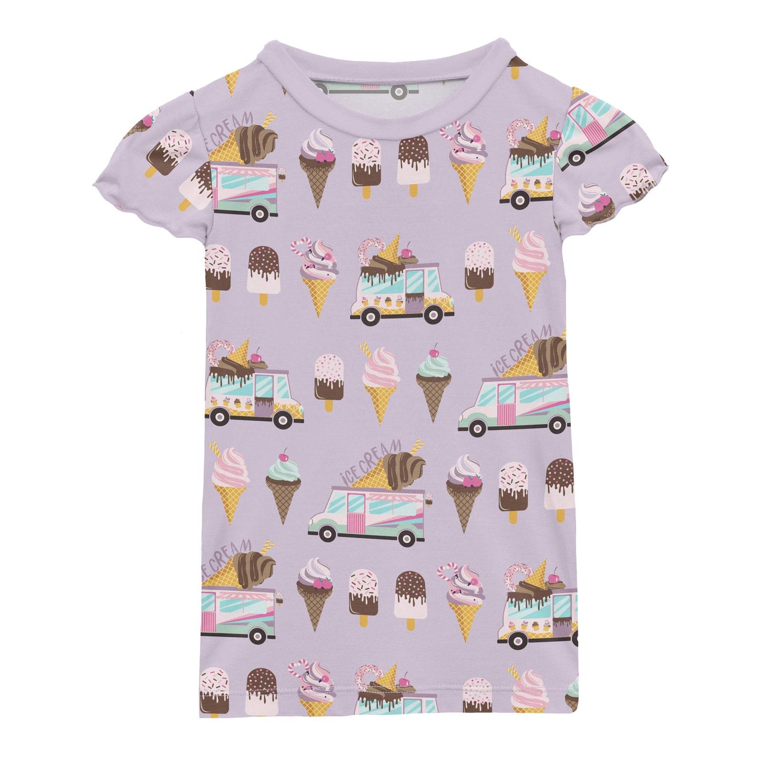 Print Flutter Sleeve Tee in Thistle Ice Cream Truck (338523)