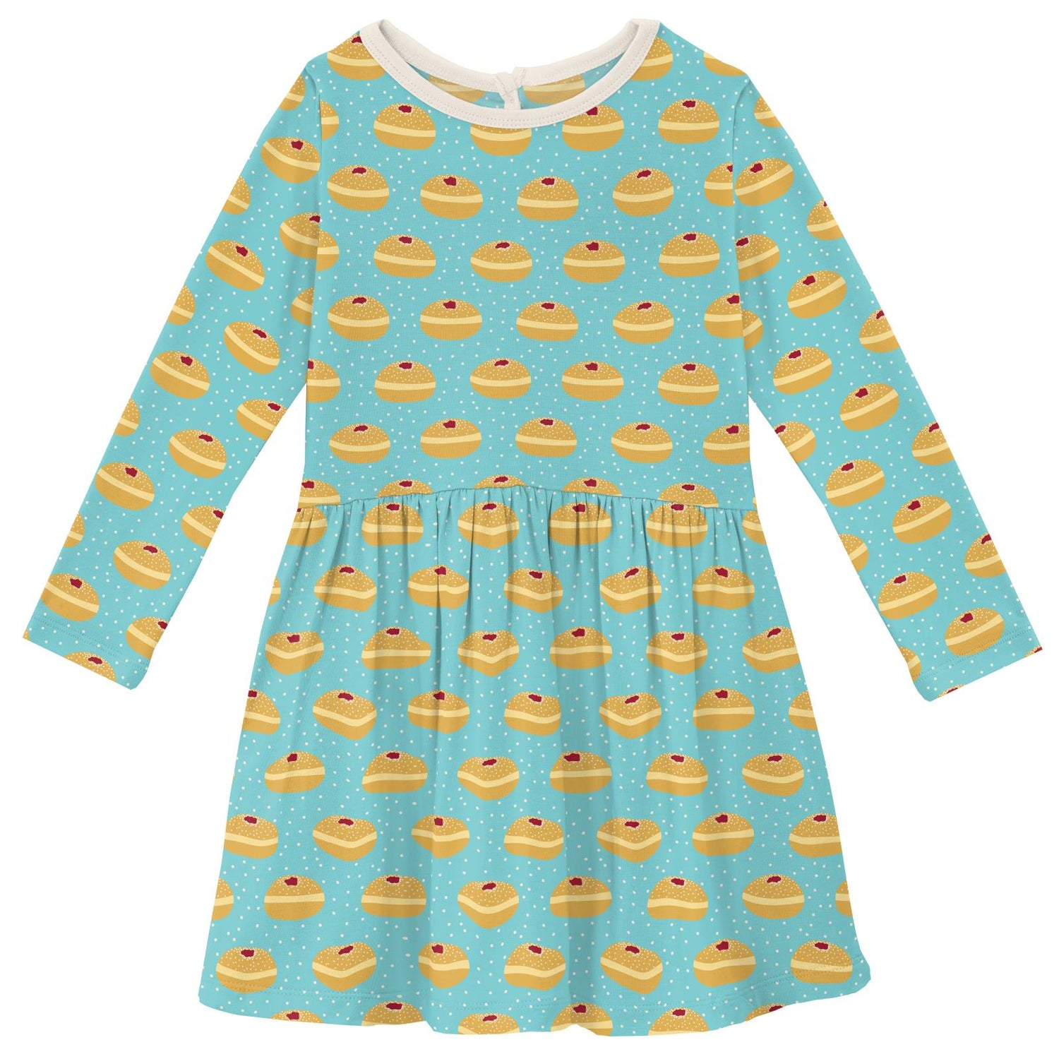 Print Long Sleeve Twirl Dress in Iceberg Jelly Donuts (231119)