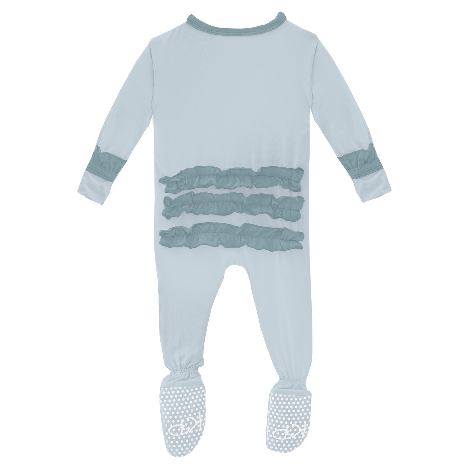 Layette Ruffle Footie with Snaps in Illusion Blue with Stormy Sea (289465)