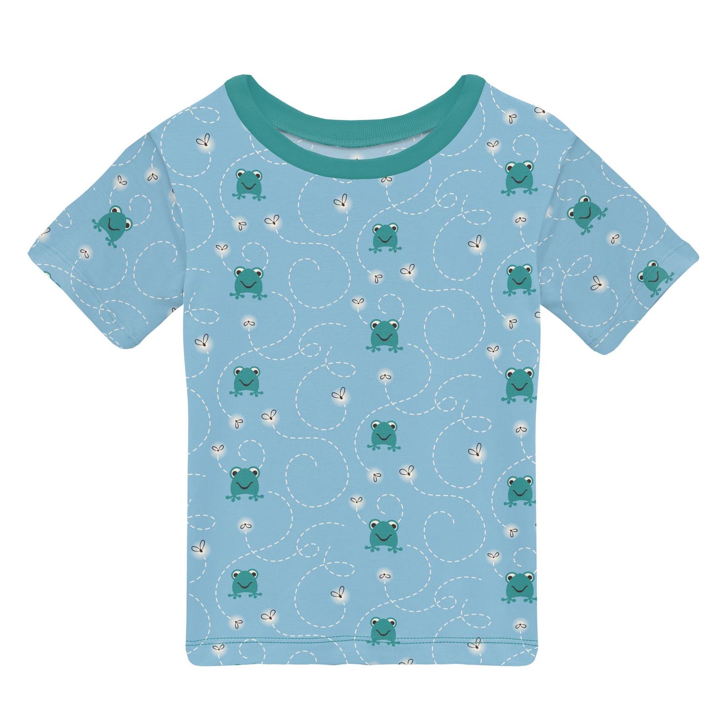 Print Short Sleeve Crew Neck Tee in Seaside Blue Frogs & Flies (322501)