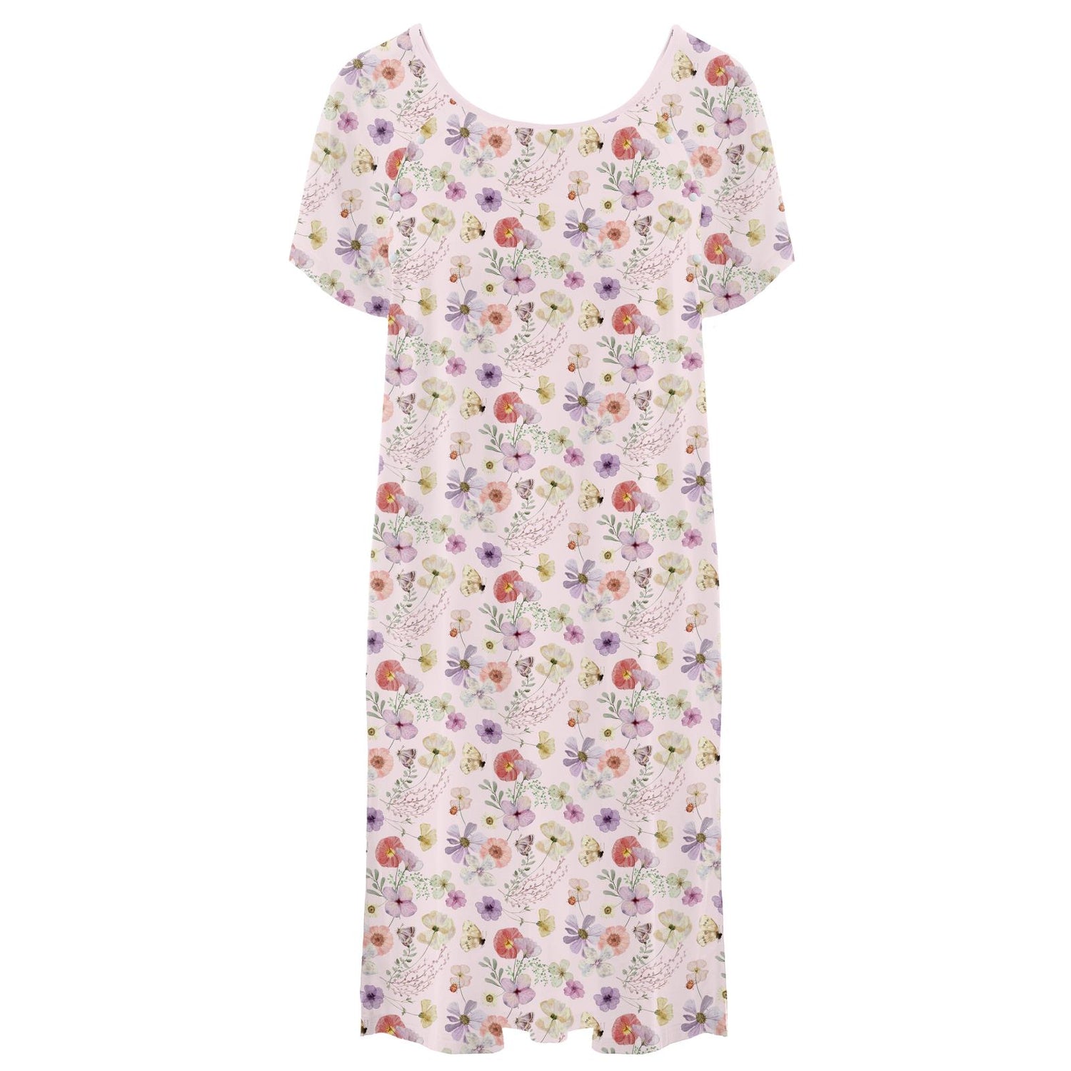 Women's Print Hospital Gown in Shrinking Violet Pressed Flowers (321933)