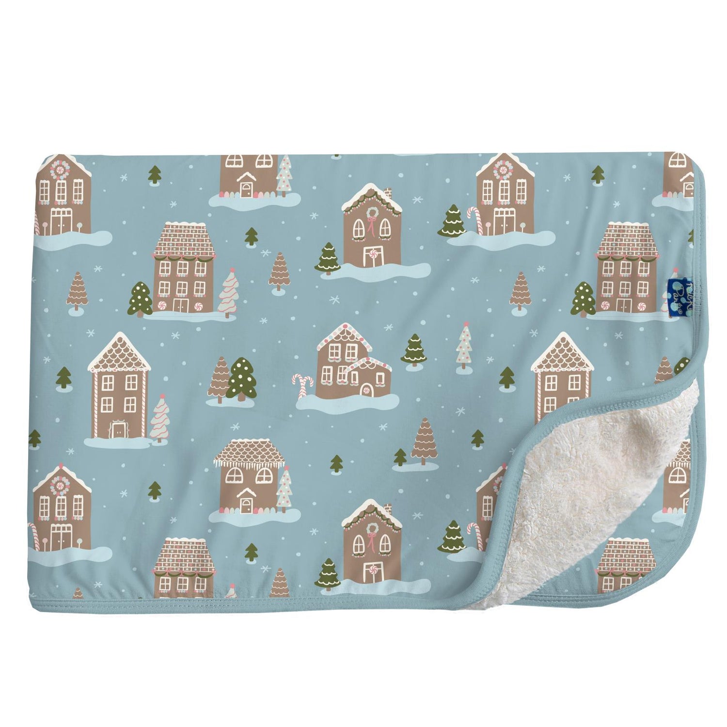 Print Sherpa-Lined Toddler Blanket in Stormy Sea Gingerbread Town (346322)