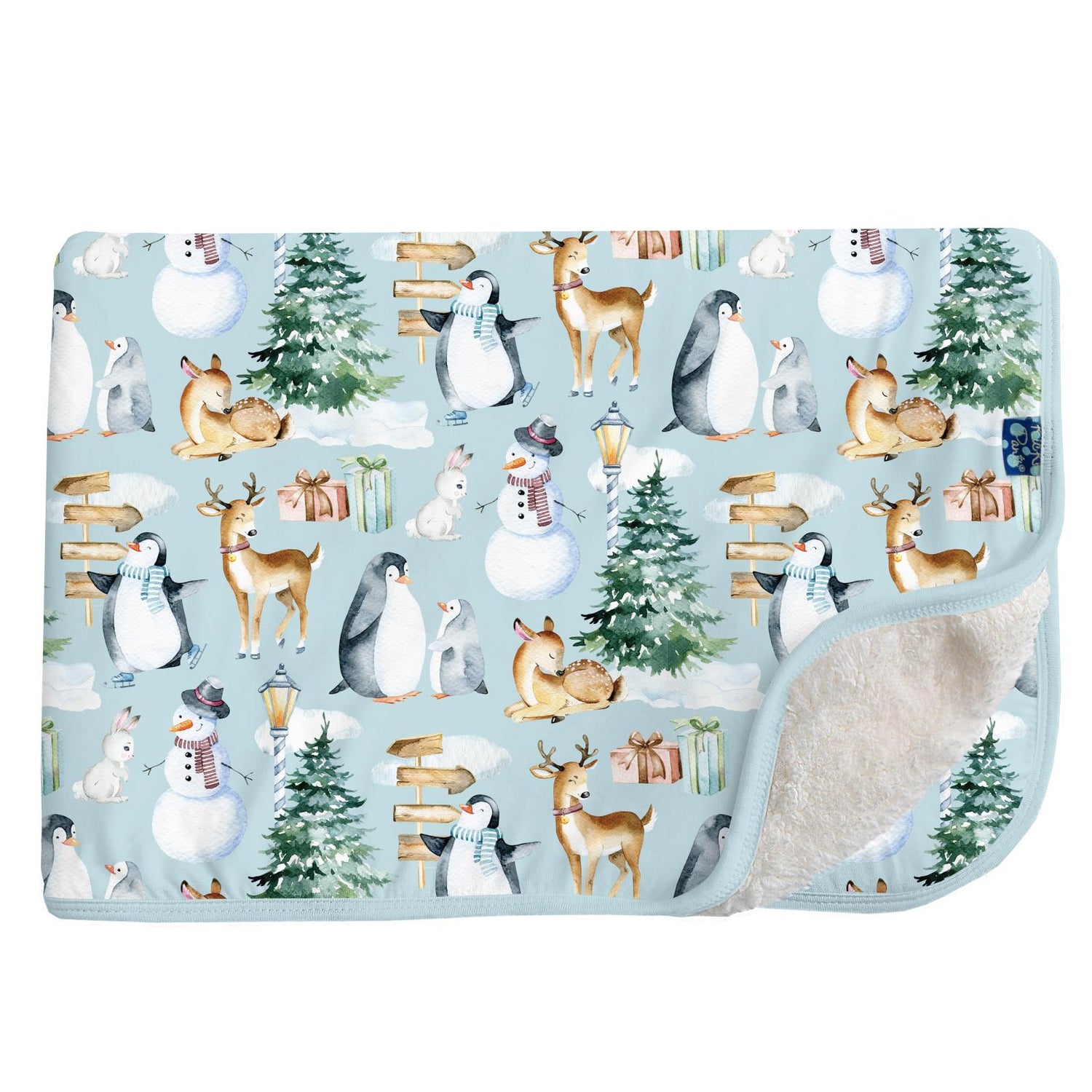 Print Sherpa-Lined Toddler Blanket in Spring Sky Winter Woodland (346350)