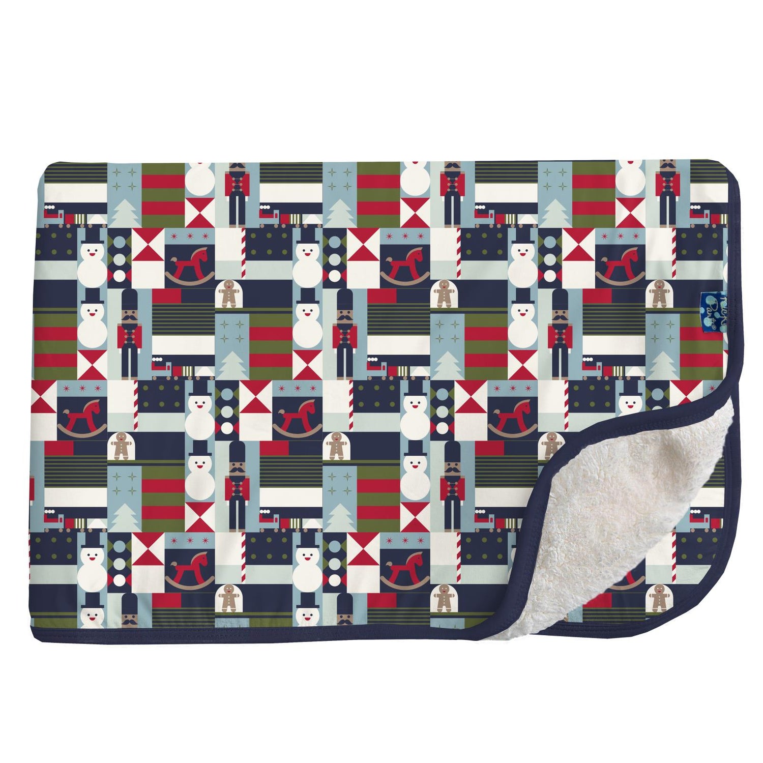 Print Sherpa-Lined Toddler Blanket in Peacoat Mod Christmas (346265)