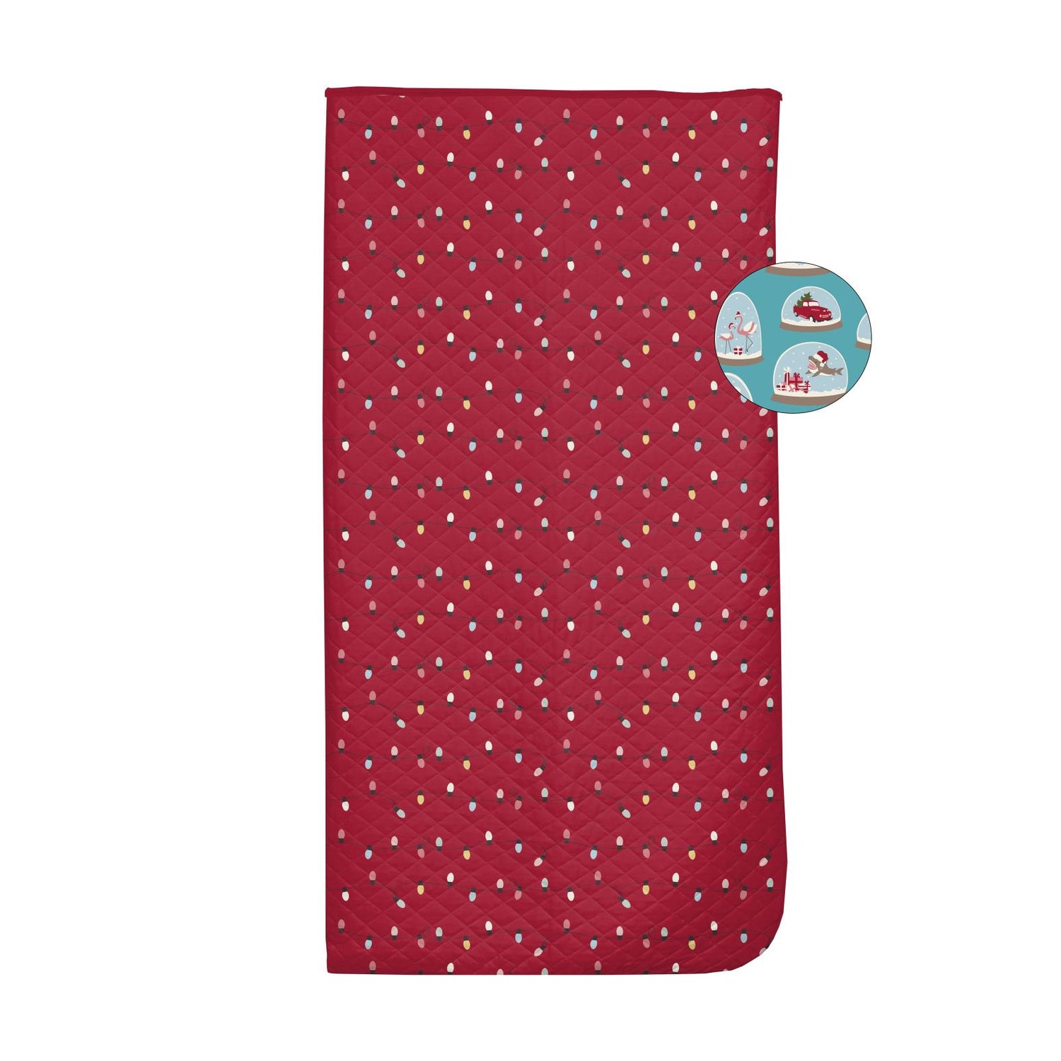 Print Reversible Quilted Sleepover Bag in Crimson Holiday Lights/Glacier Snow Globes (346270)