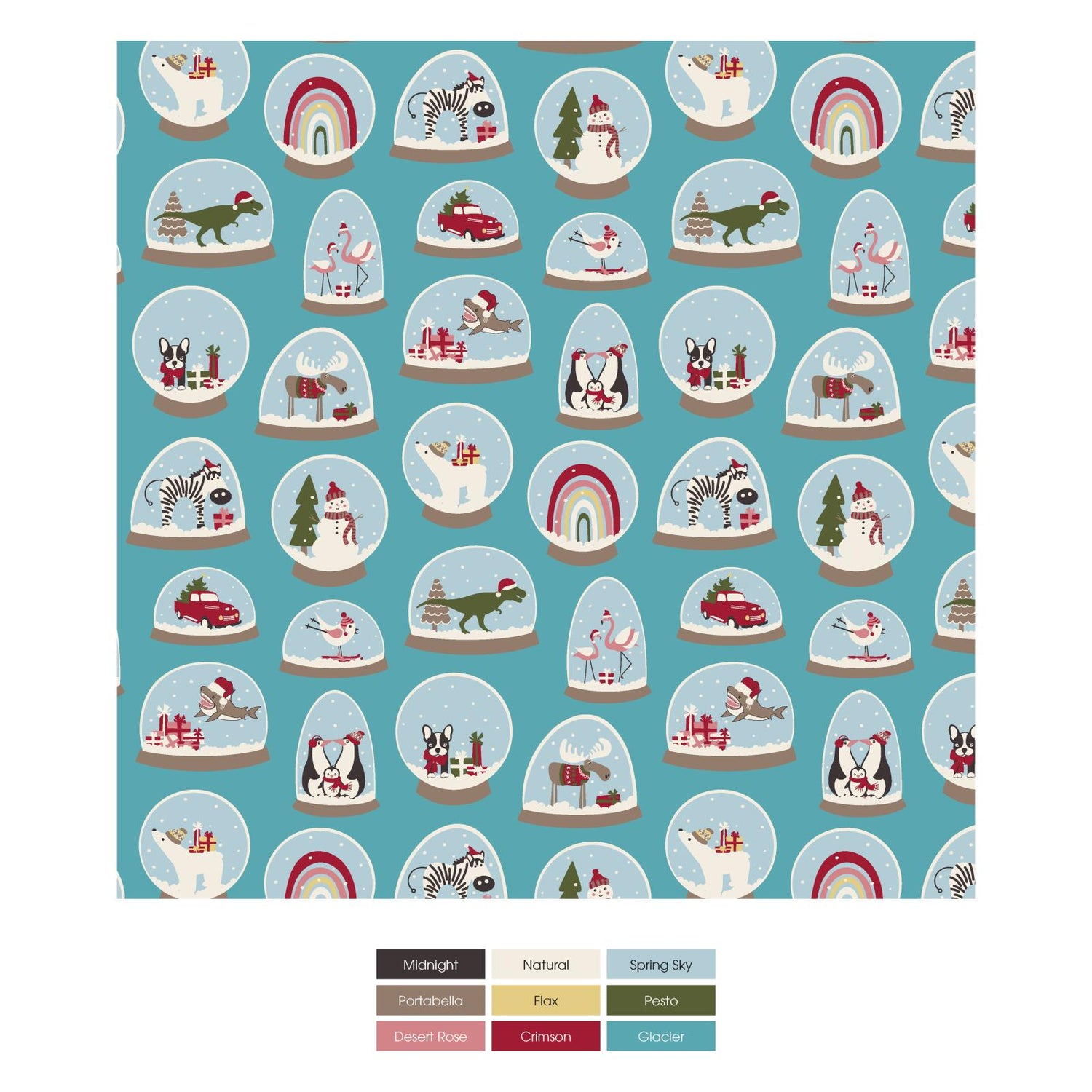 Print Reversible Quilted Sleepover Bag in Crimson Holiday Lights/Glacier Snow Globes (346349)