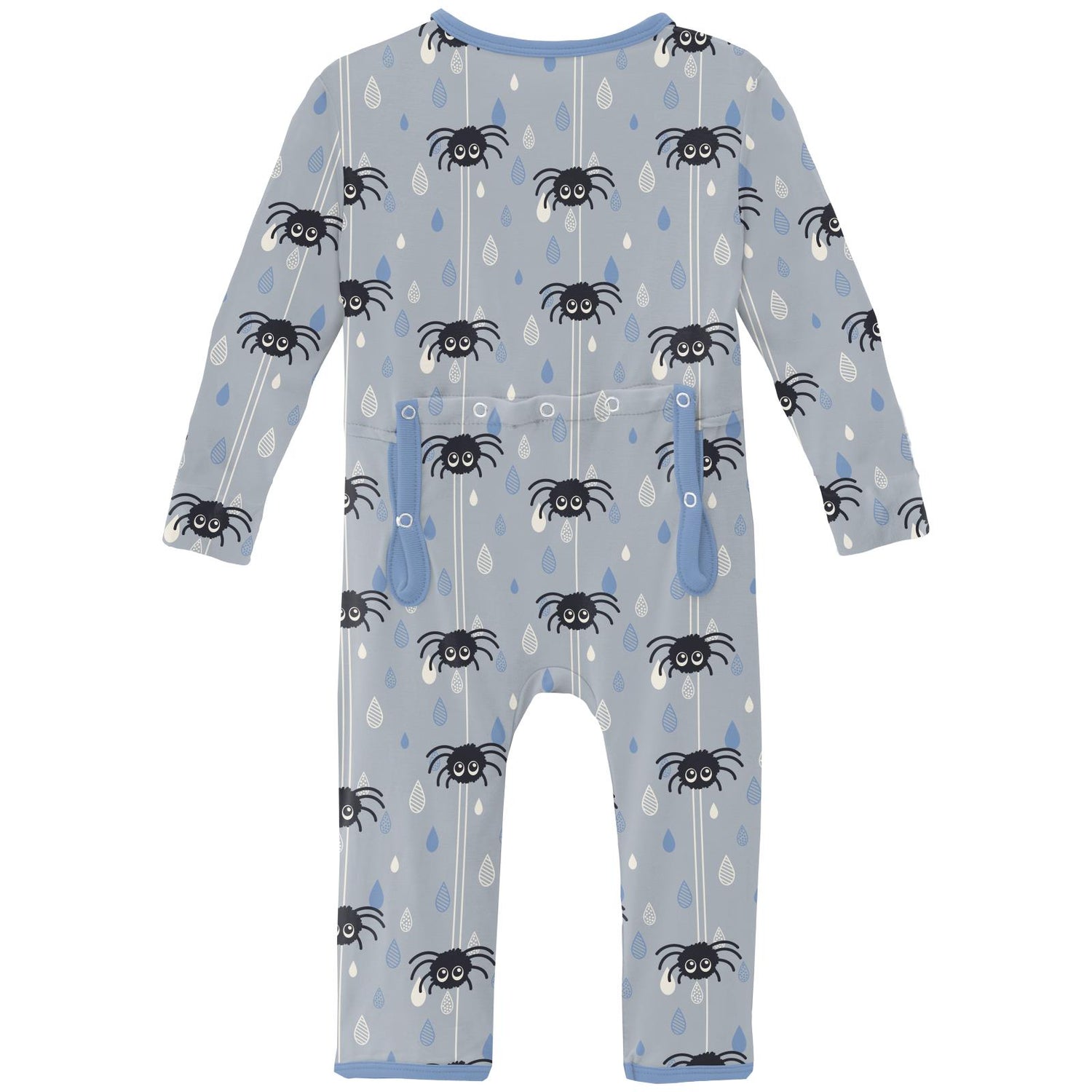 Print Coverall with 2 Way Zipper in Pearl Blue Itsy Bitsy Spider