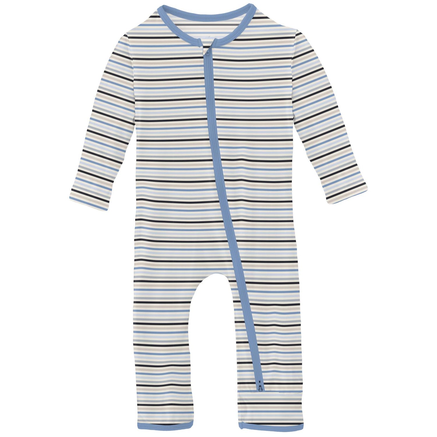 Print Coverall with 2 Way Zipper in Rhyme Stripe