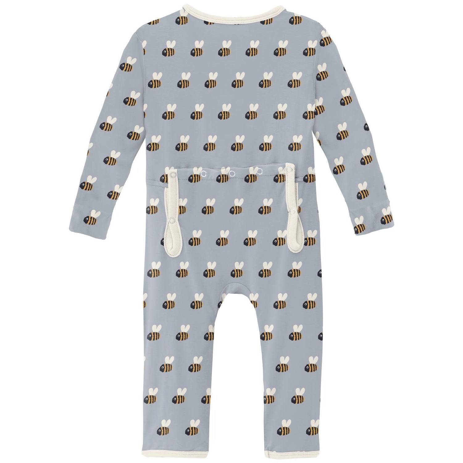 Print Coverall with 2 Way Zipper in Pearl Blue Baby Bumblebee