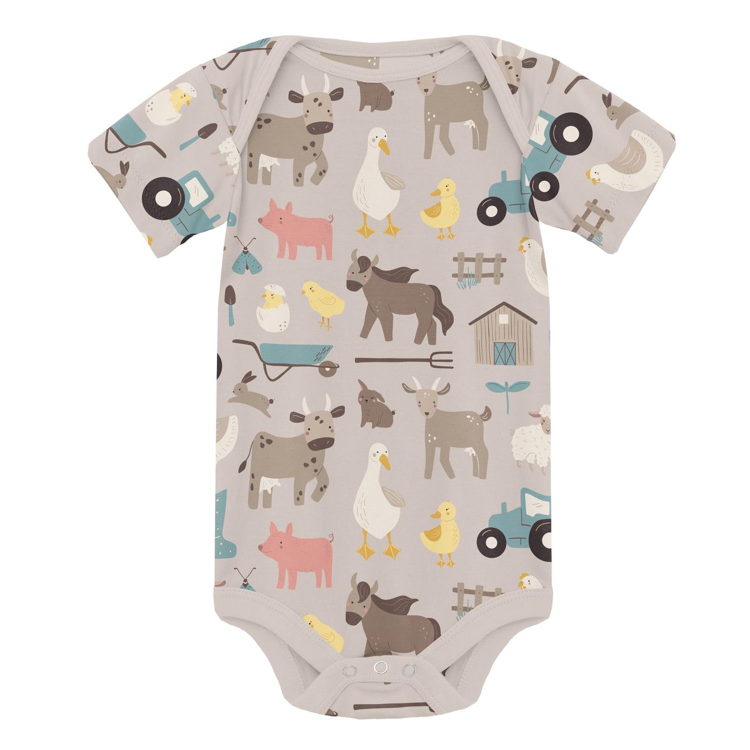 Print Short Sleeve One Piece in Latte Morning on the Farm (313701)