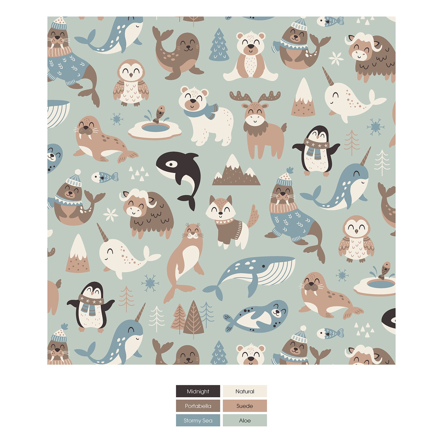 Print Boy's Boxer Brief in Aloe Arctic Animals (347912)