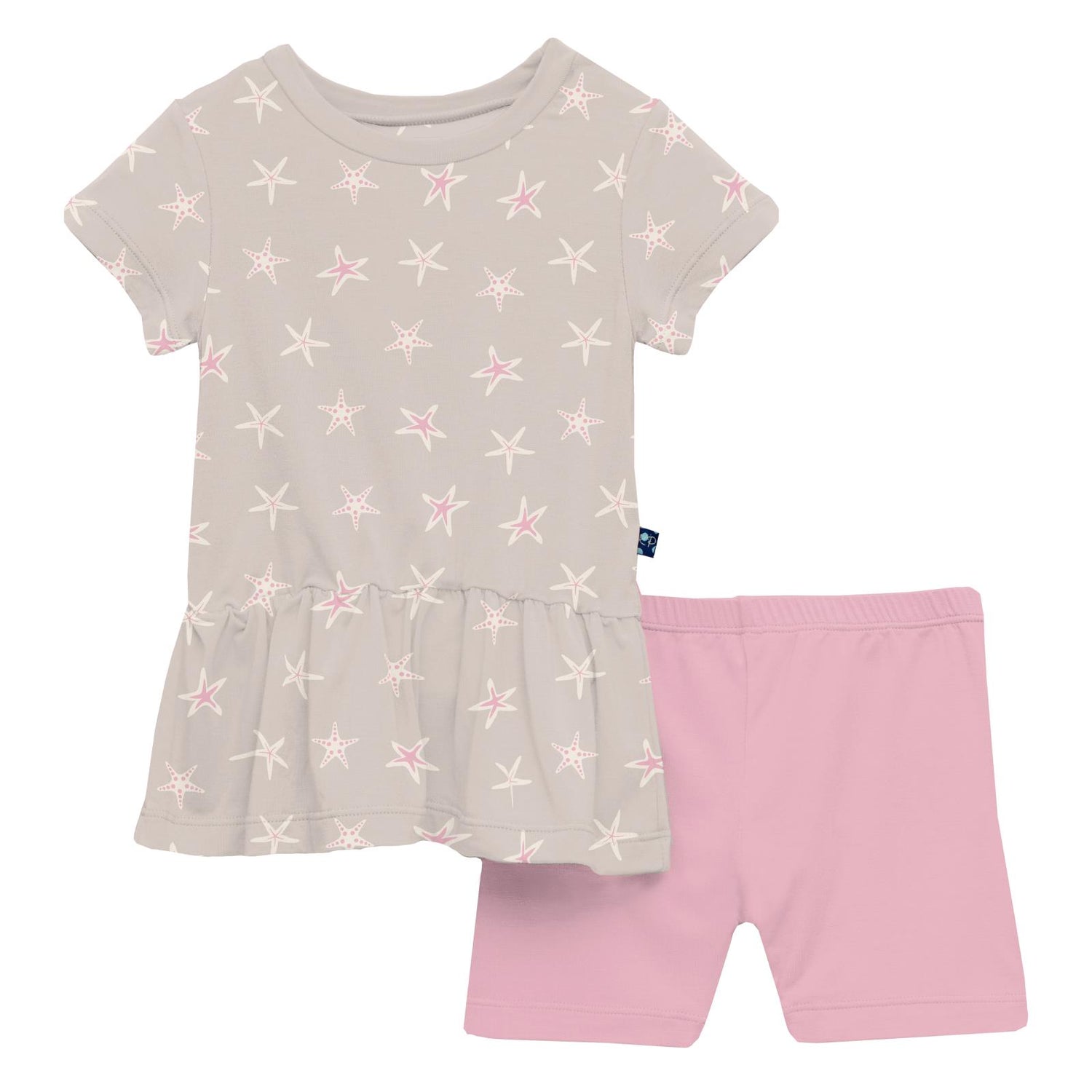 Print Short Sleeve Playtime Outfit Set in Latte Starfish (327647)