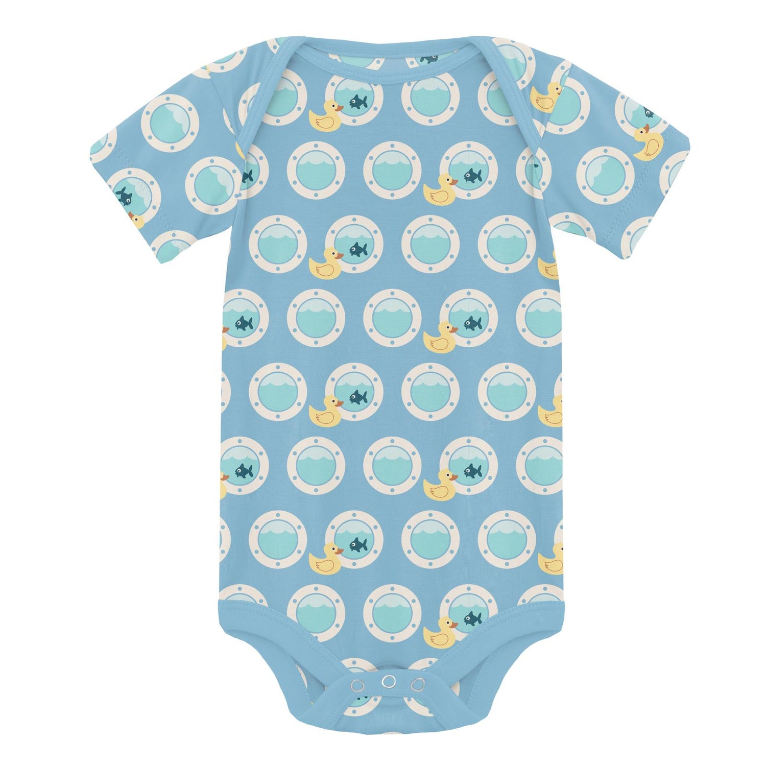 Print Short Sleeve One Piece in Seaside Blue Porthole Rubber Ducky (327667)