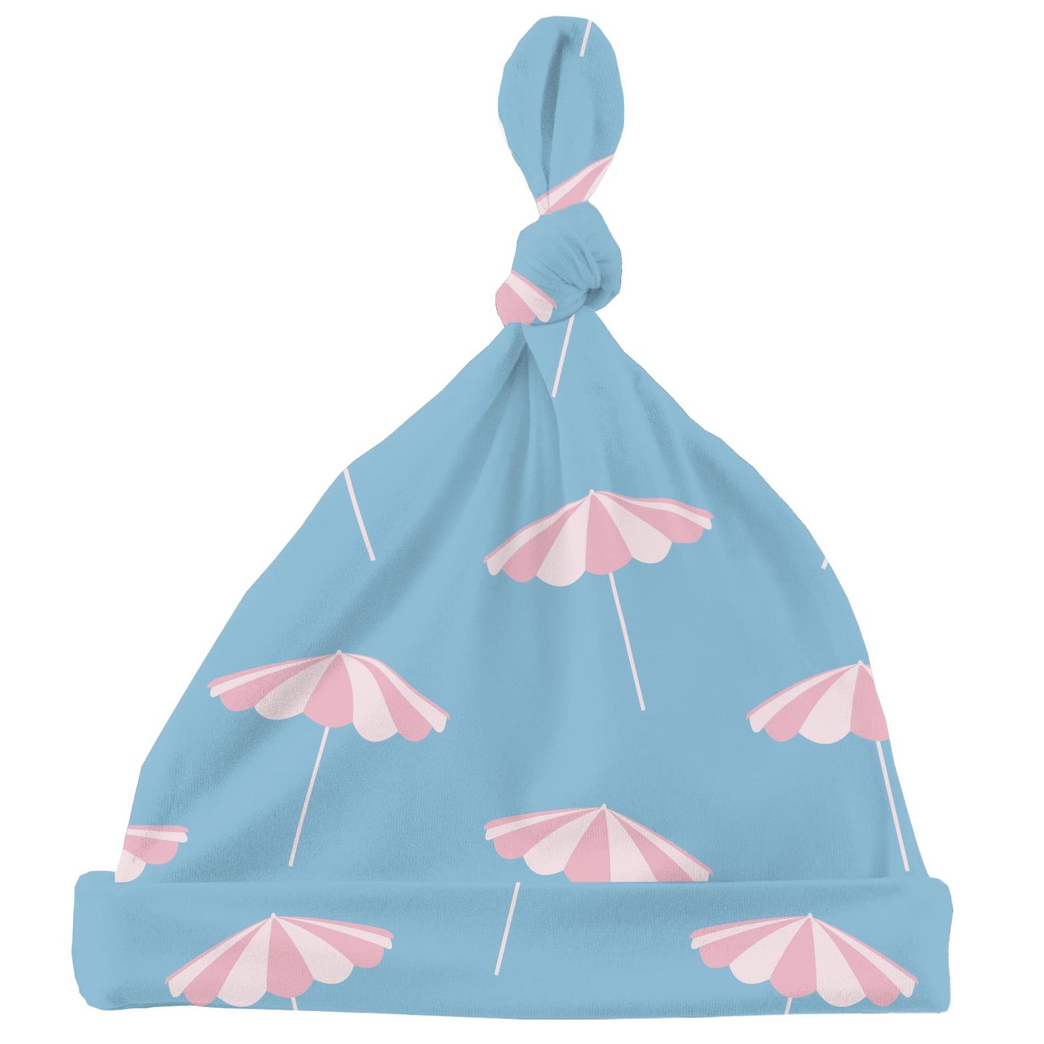 Print Knot Hat in Seaside Blue Beach Umbrellas (327937)