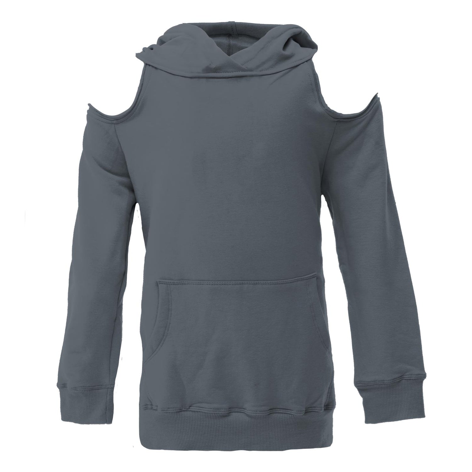 Fleece Open-Shoulder Pullover in Slate (152962)