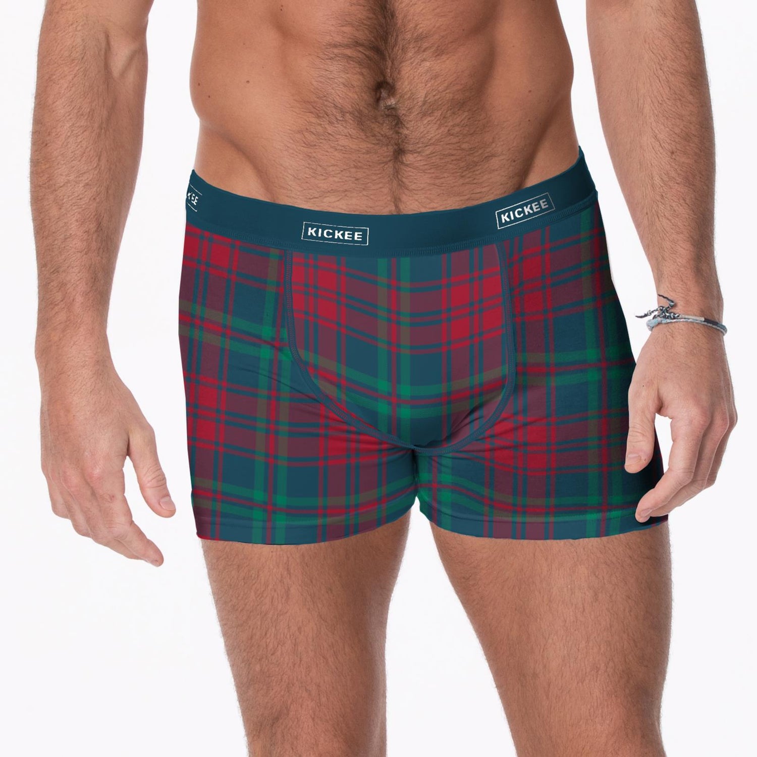 Men's Print Boxer Brief in Peacock Plaid