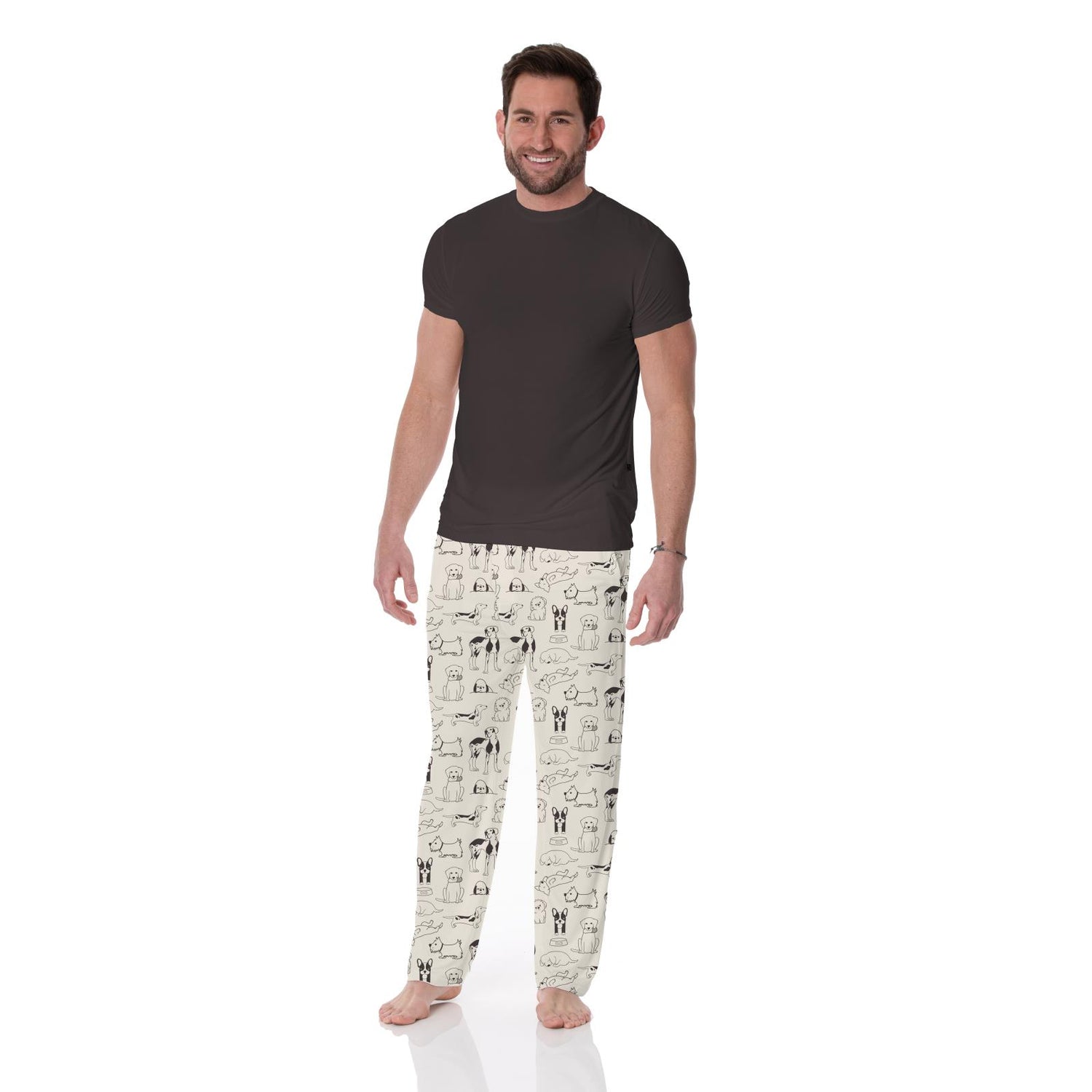 Men's Print Pajama Pants in Natural Dogs