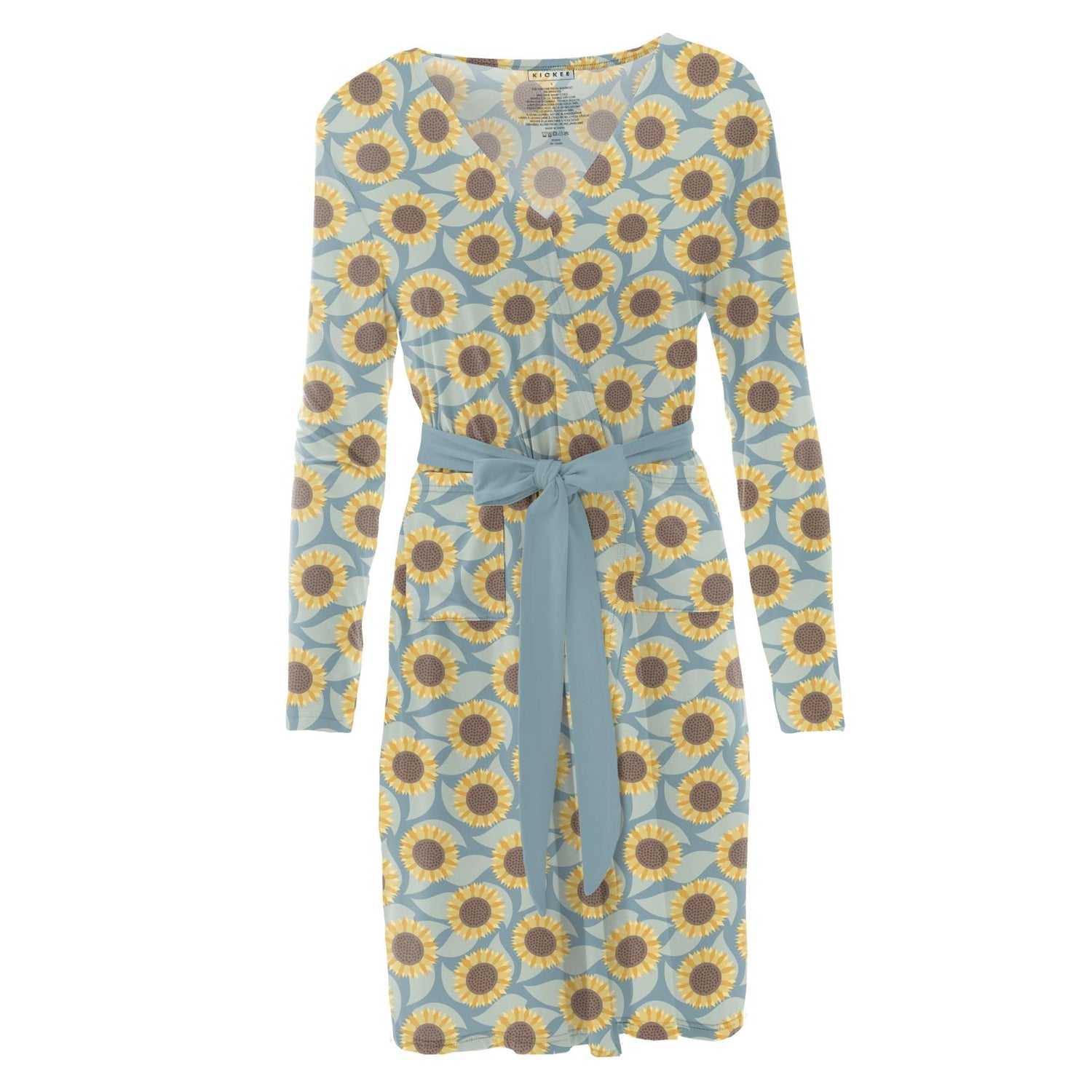 Women's Print Mid Length Lounge Robe in Stormy Sea Sunflower (334320)