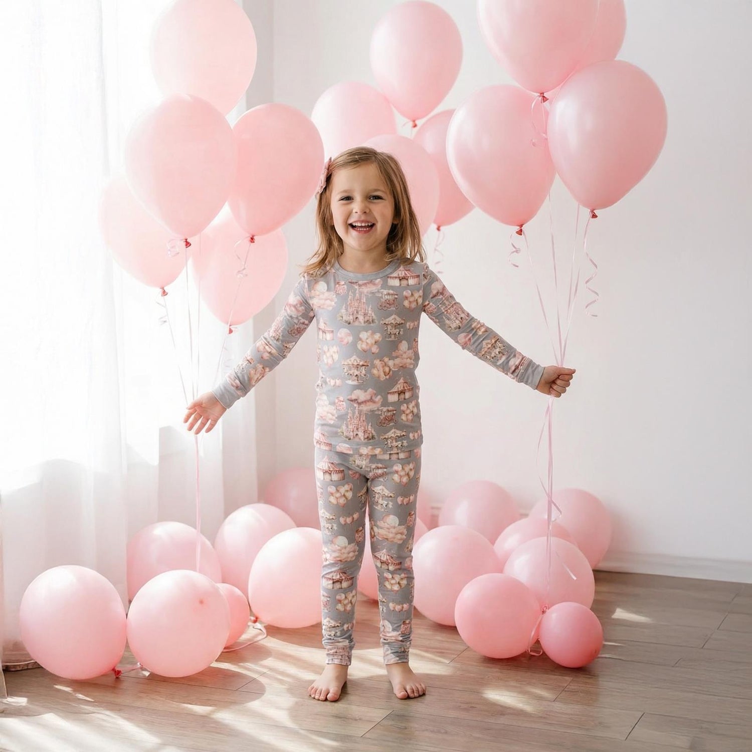 Print Long Sleeve Pajama Set in Dove Princess Dreams (360725)