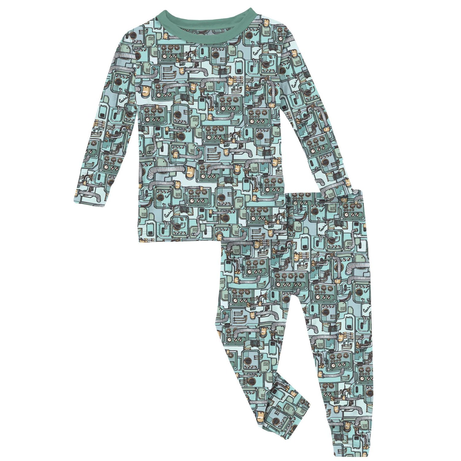 Print Long Sleeve Pajama Set in Spring Sky Tinkering (360773)