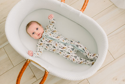 Print Footie with 2 Way Zipper in Natural Forest Moose (388649)
