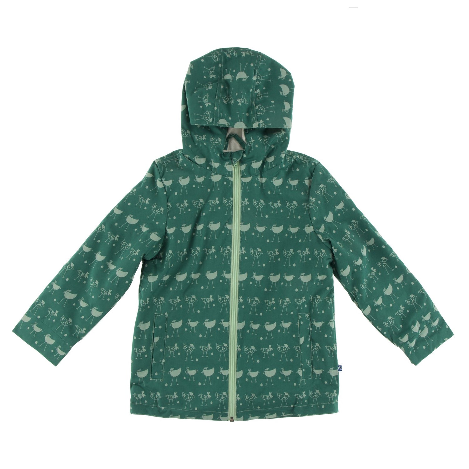 Print Sherpa-Lined Raincoat in Ivy Chickens (383920)