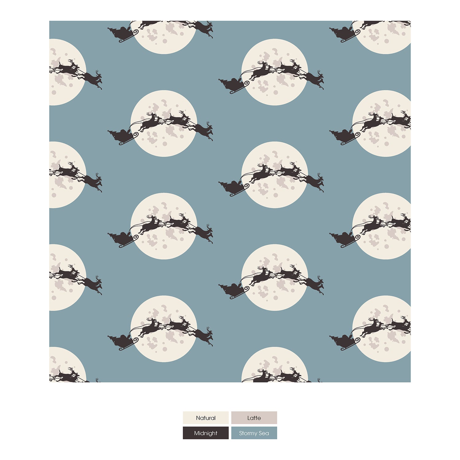 Print Footie with 2 Way Zipper in Stormy Sea Santa's Sleigh (349641)