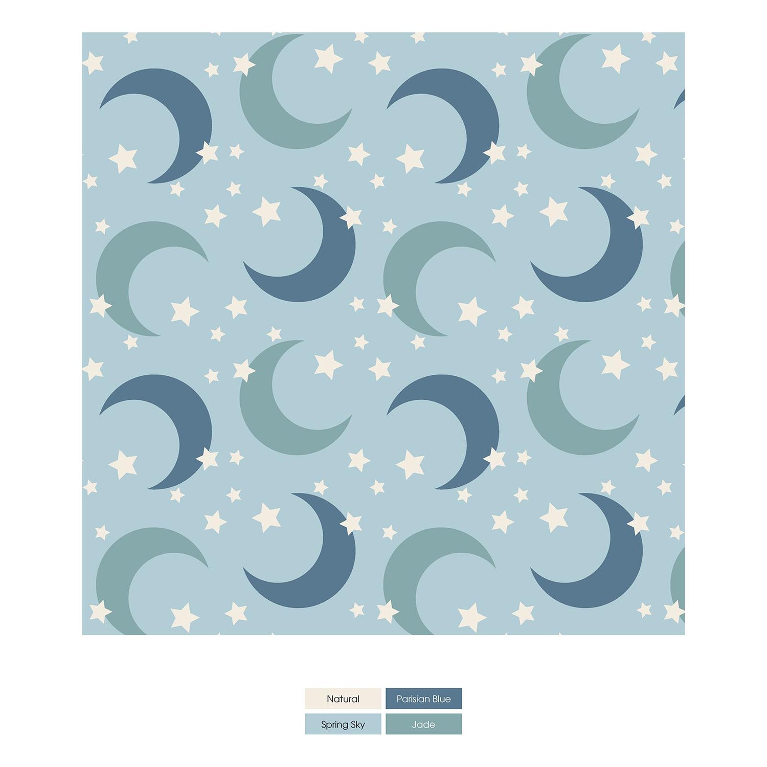 Print Long Sleeve Pajama Set in Spring Sky Moon and Stars (338729)