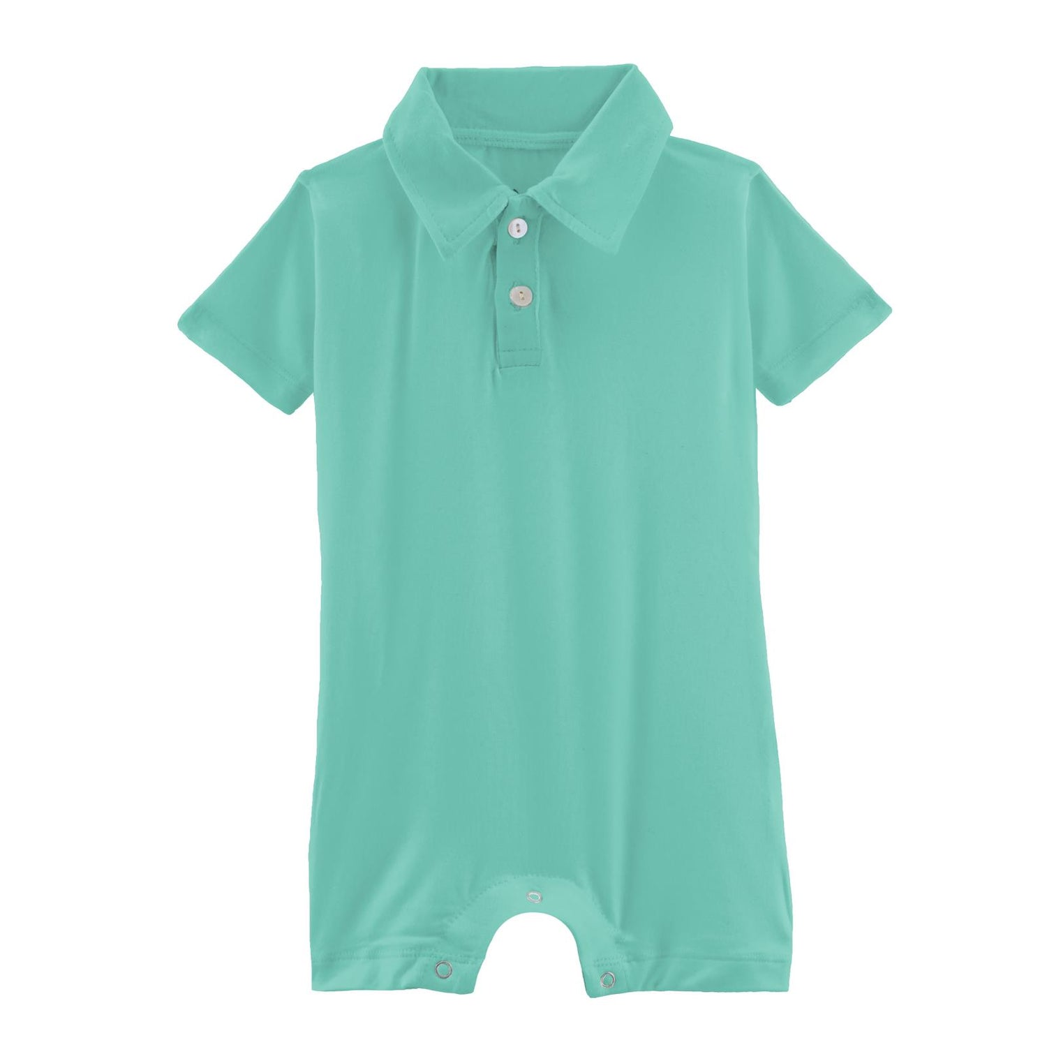 Short Sleeve Polo Romper in Glass (270566)