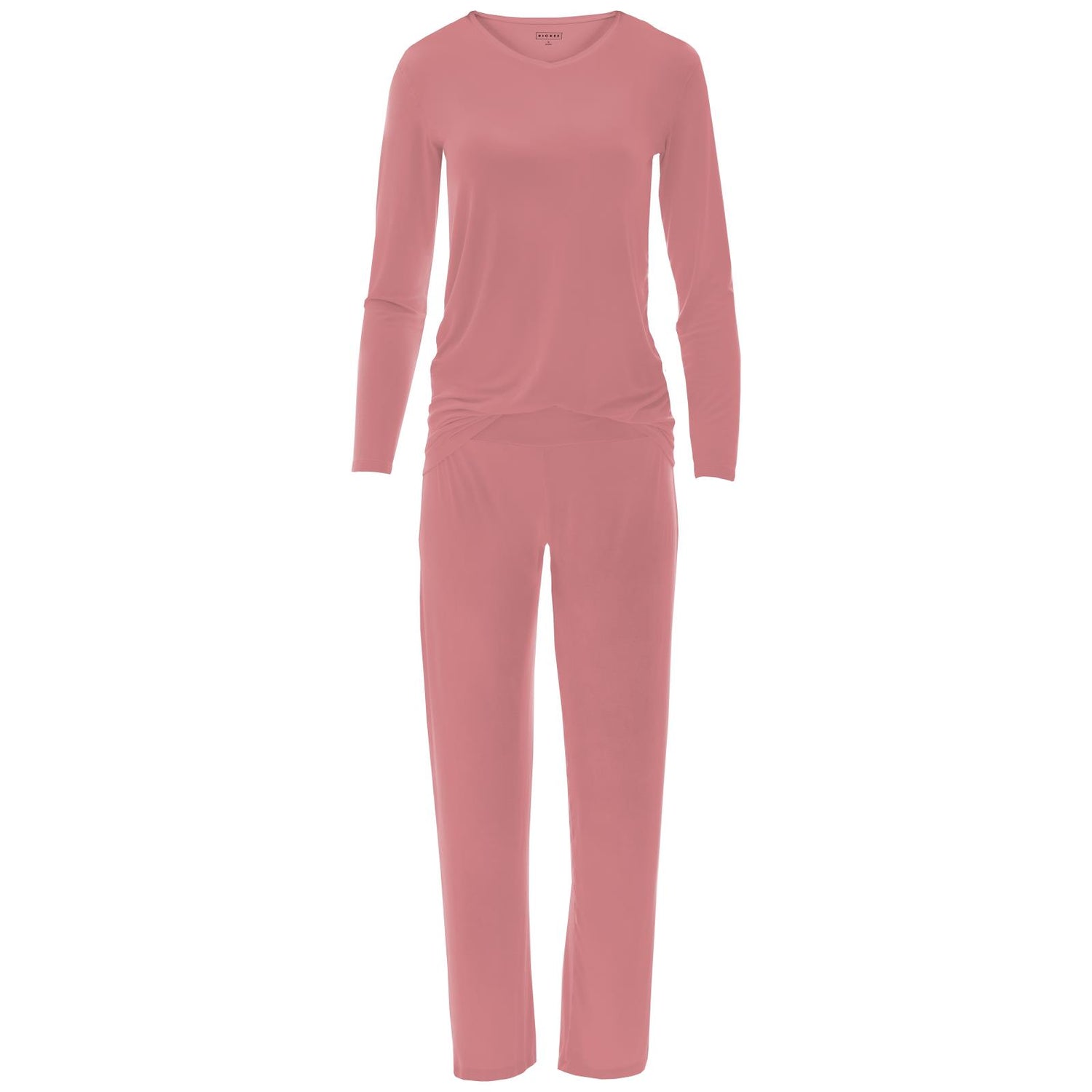 Women's Long Sleeve V-Neck Pajamas in Desert Rose (370925)