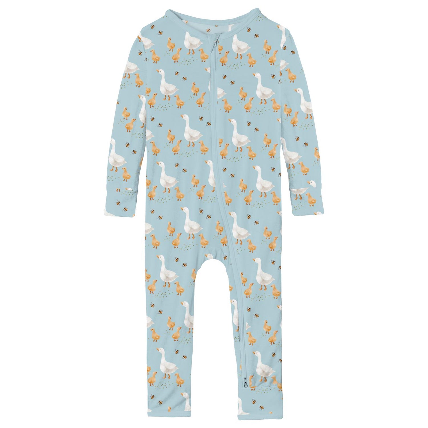 Print Coverall with 2 Way Zipper in Spring Sky Feeding Ducks (344001)