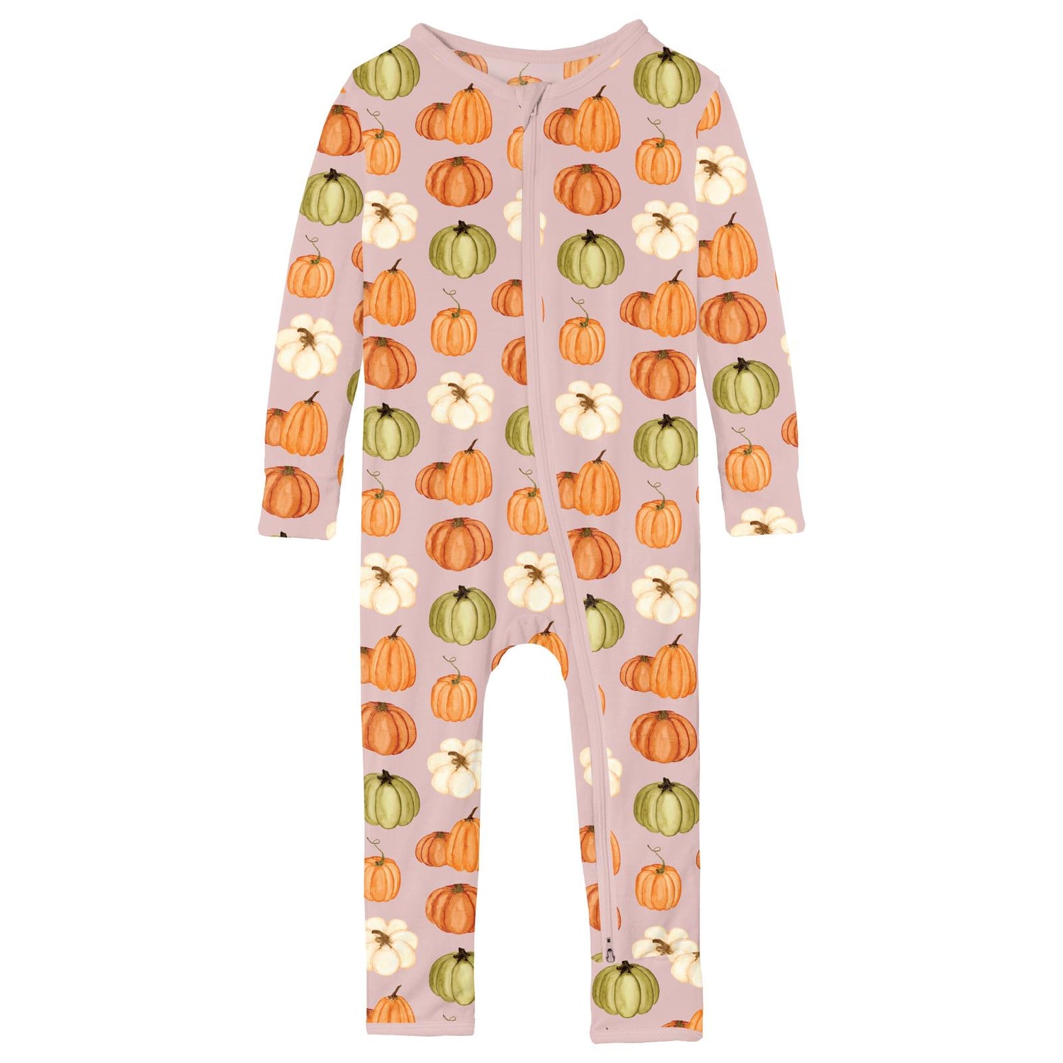 Print Coverall with 2 Way Zipper in Baby Rose Pumpkin Patch (344042)