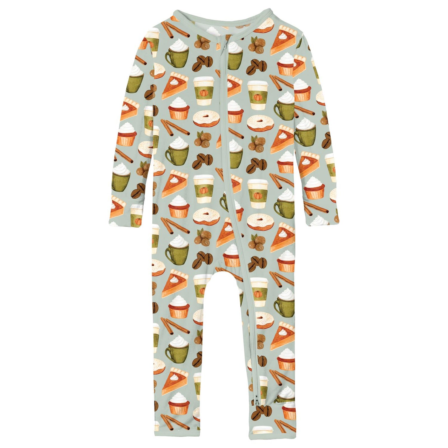 Print Coverall with 2 Way Zipper in Aloe Pumpkin Spice (343987)